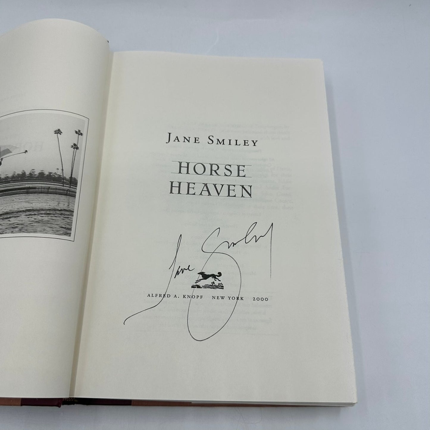 Horse Heaven Jane Smiley 2000 Signed Early Printing Horse Racing Novel Knopf