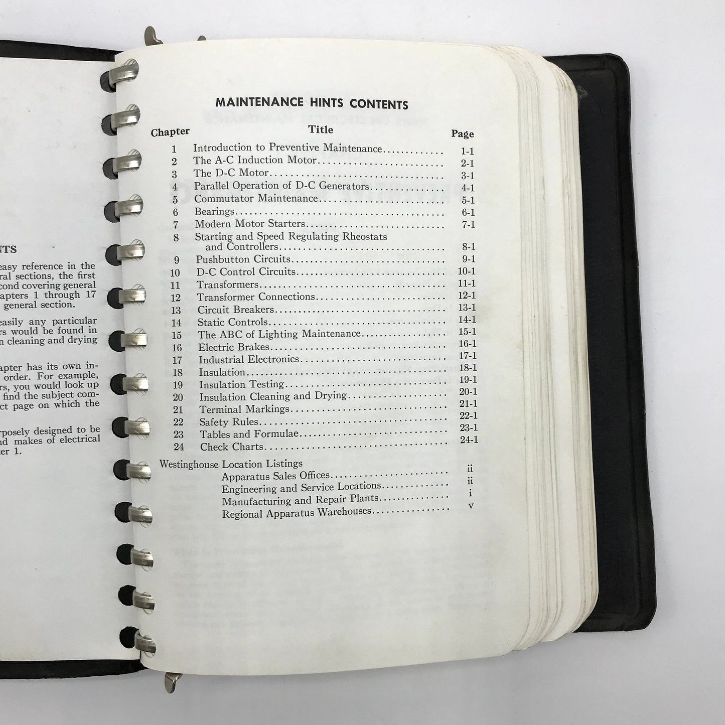 Maintenance Hints Ring Bound Book by Westinghouse Electric Corporation 1948
