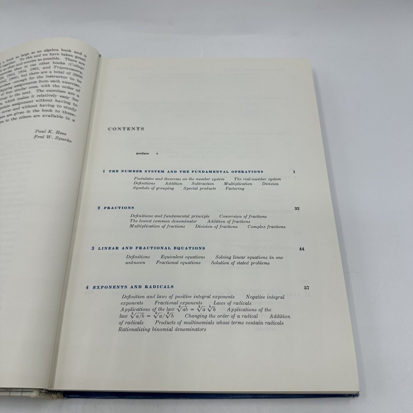 Algebra and Trigonometry Rees Sparks 1962 Math Textbook McGraw-Hill