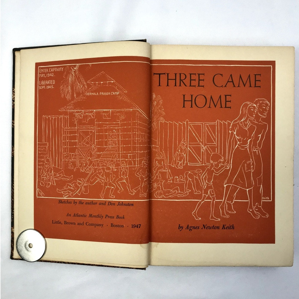 Three Came Home Rare Hardcover Illustrated Book by Agnes Newton Keith 1947