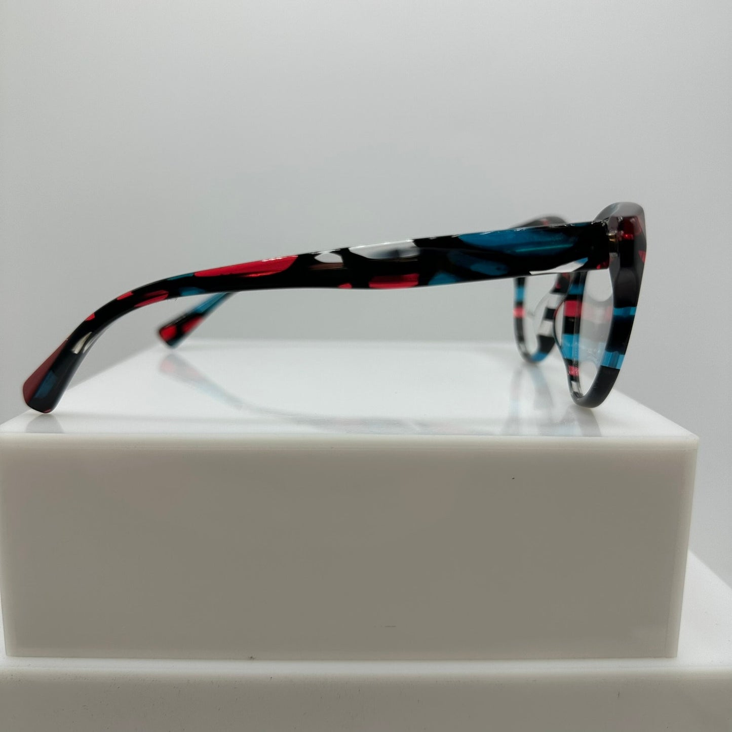 Alain Mikli Madolyn A03097 008 Red Teal Black Womens Round Eyewear 52-18-140