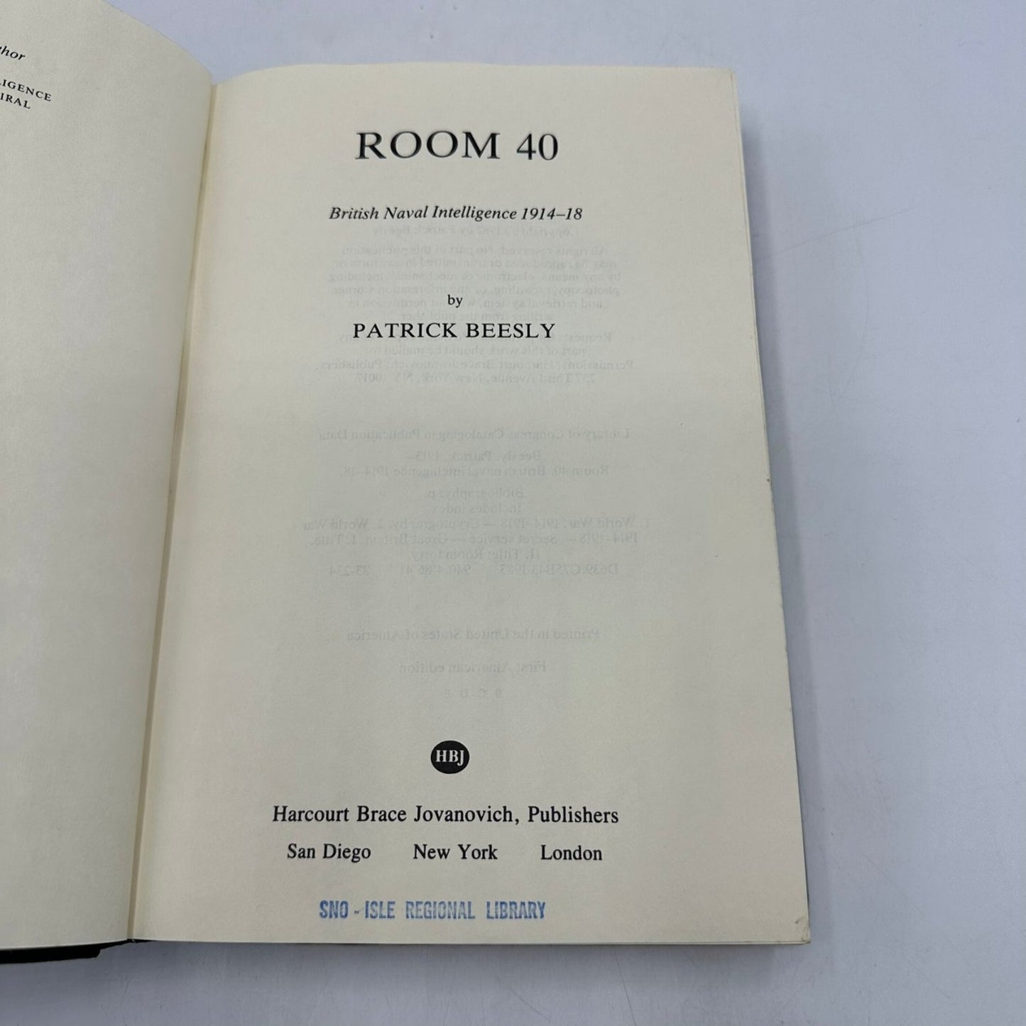 Room 40 British Naval Intelligence 1914-1918 Patrick Beesley 1982 1st Ed HB DJ
