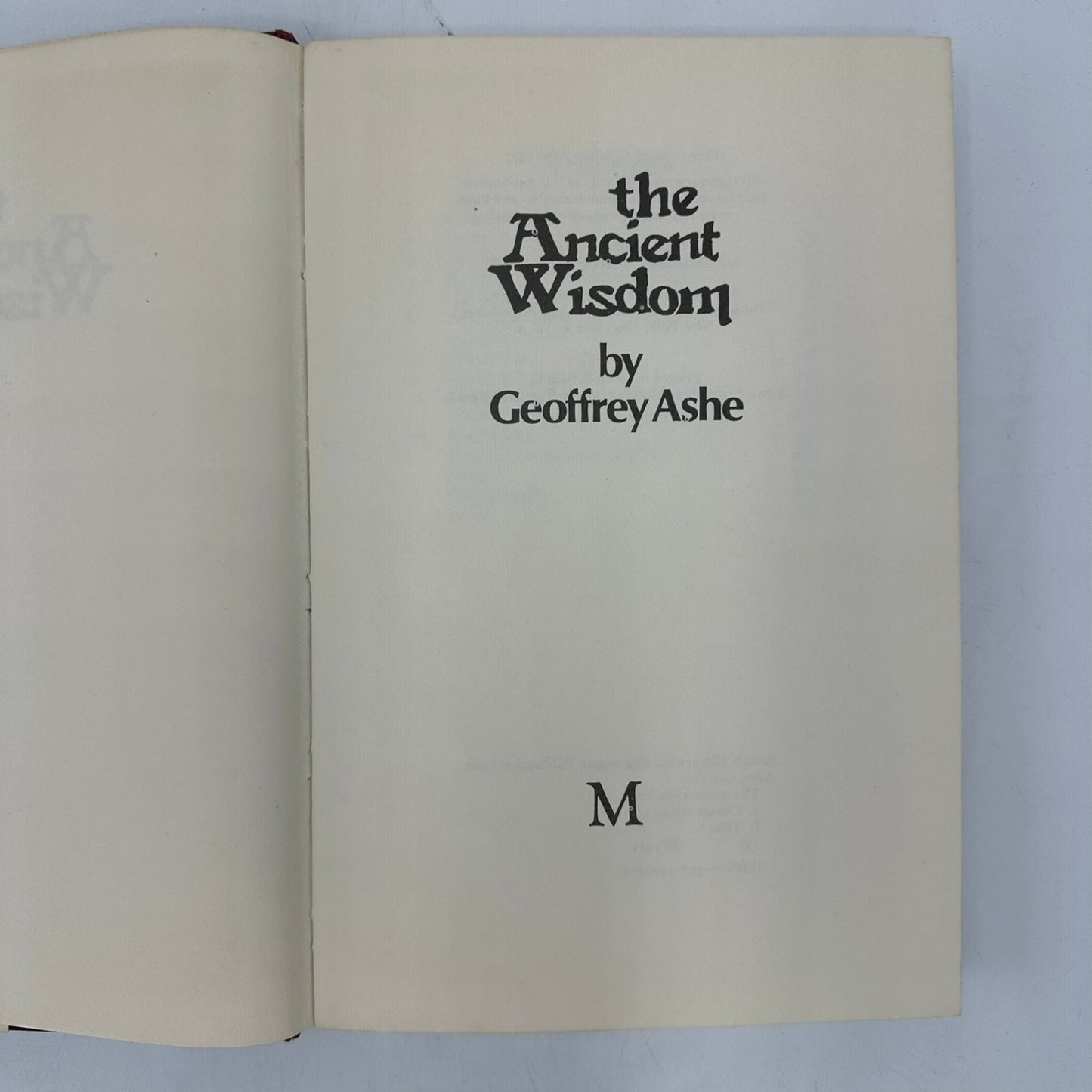 Ancient Wisdom Geoffrey Ashe 1977 First Edition Occult Spirituality Macmillan
