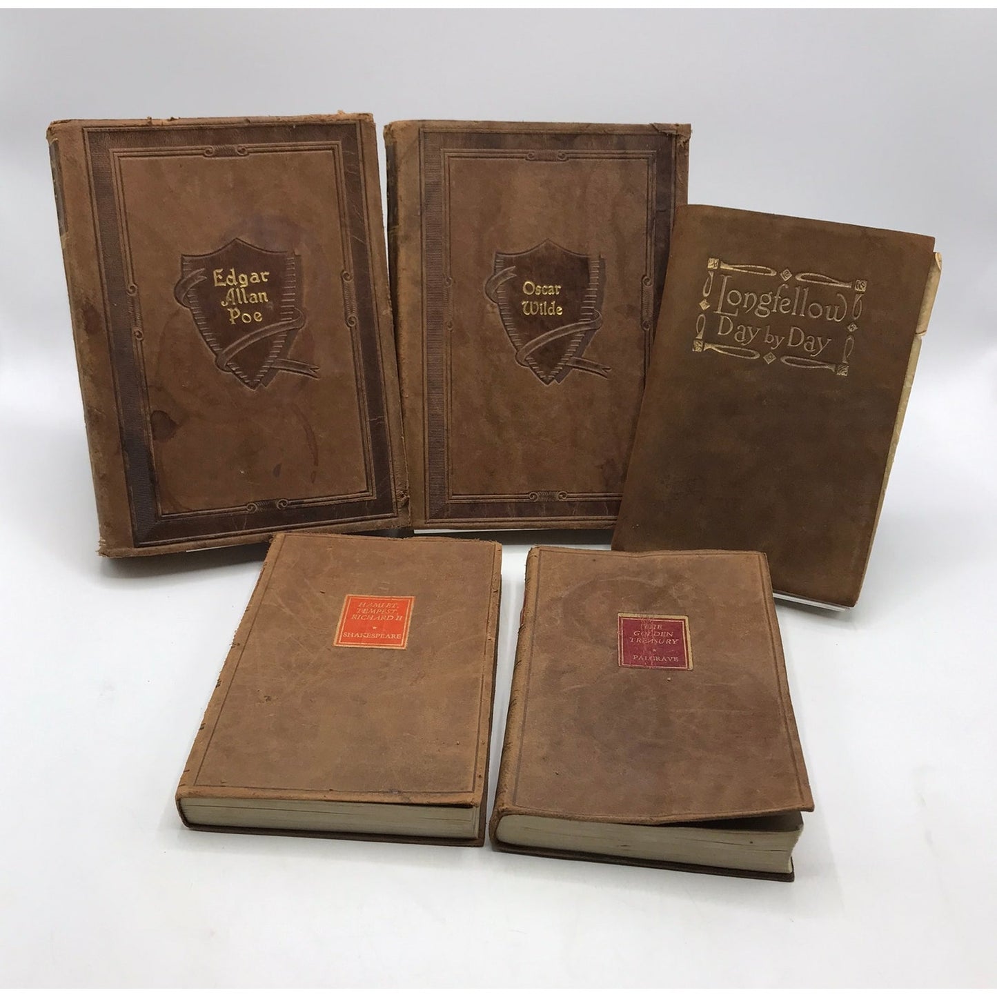 Palgrave Longfellow Wilde Shakespeare Poe Lot of 5 Soft Leather Covered Books