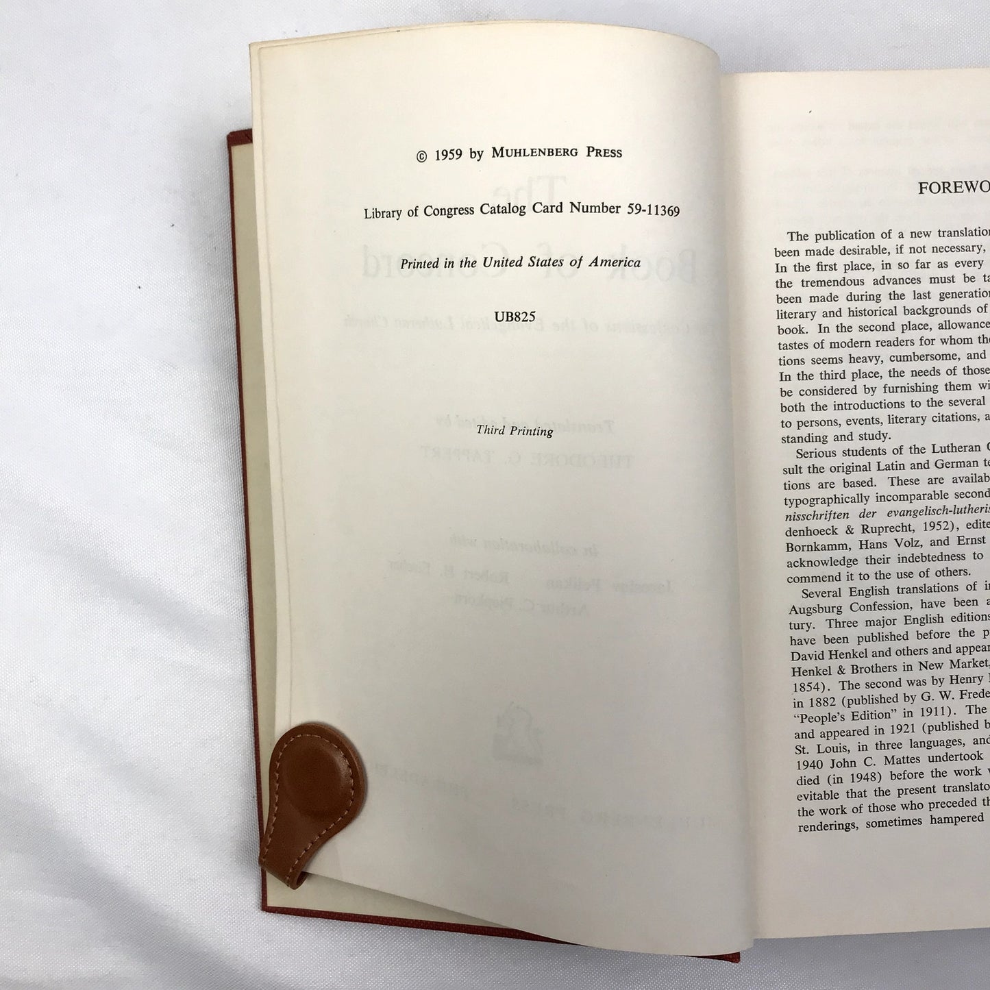 The Book of Concord Hardcover Book Translated & Edited Theodore G. Tappert 1959