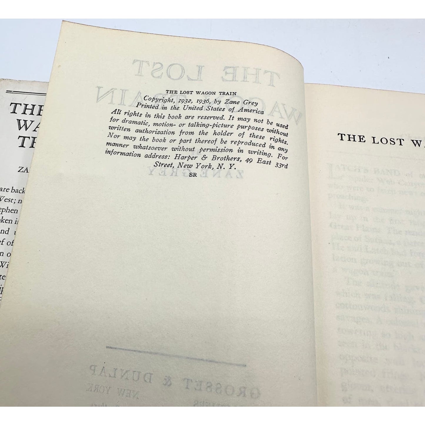 The Lost Wagon Train by Zane Grey 1936 Western Novel Hardcover Book