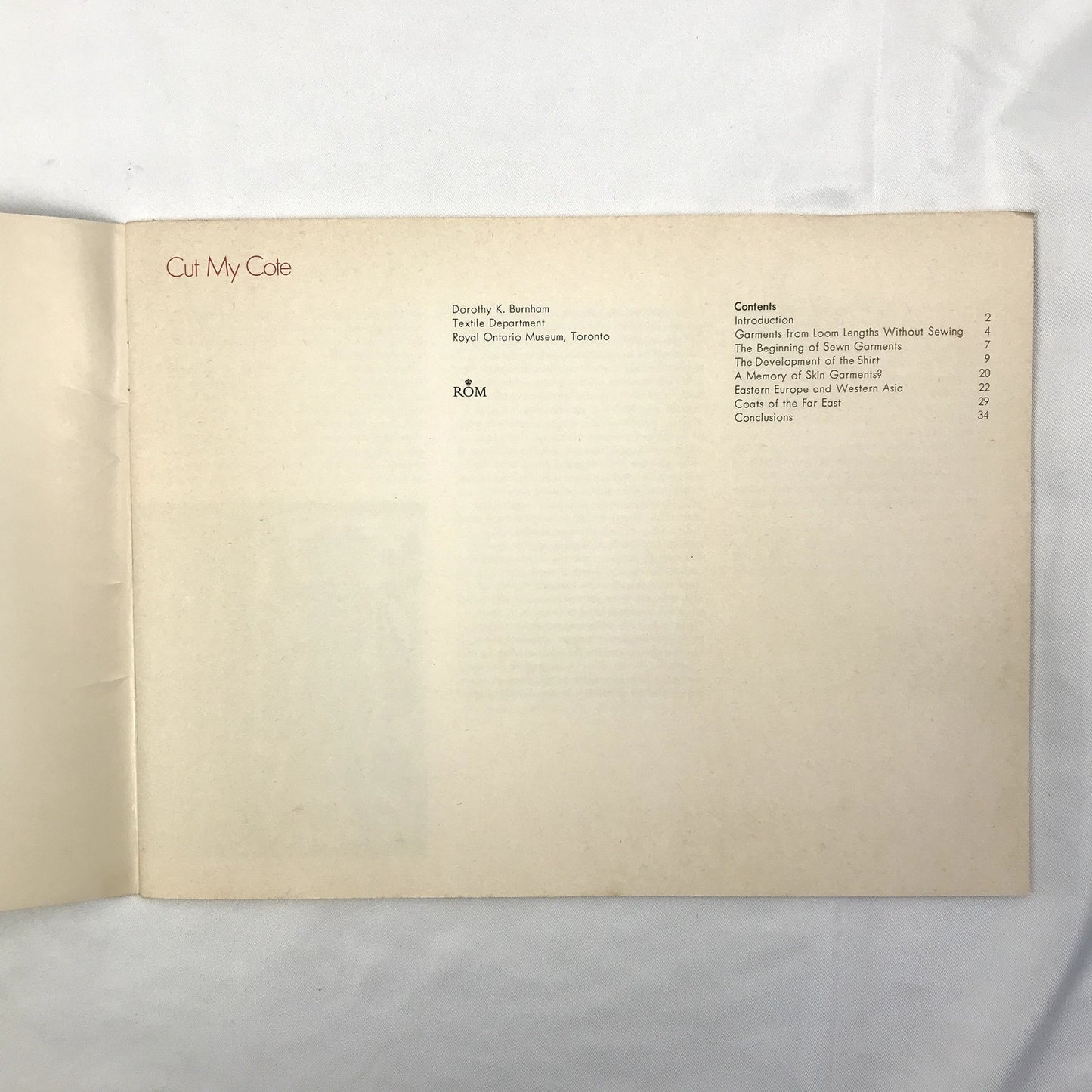 Cut My Cote Fashion History & Design Paperback Book by Dorothy K. Burnham 1973