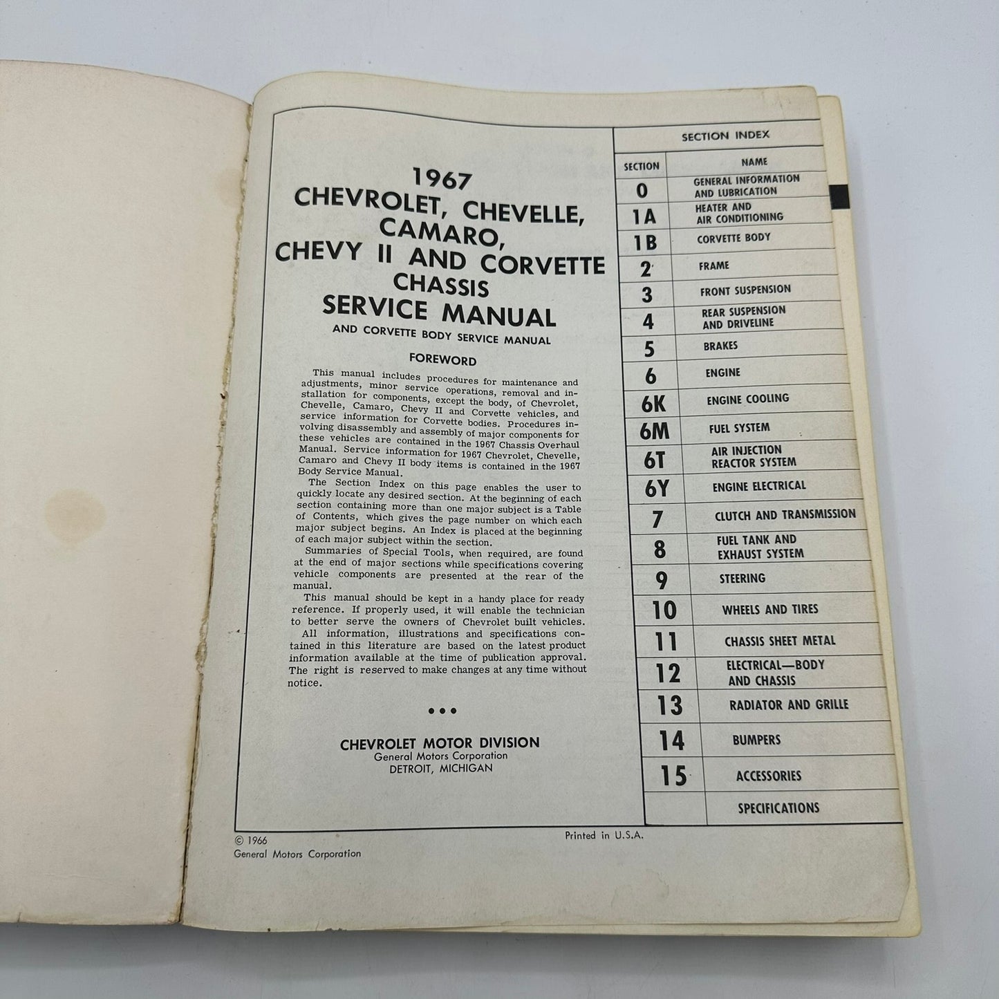 1967 Chassis Service Manual Chevrolet Chevelle Camaro Chevy II Corvette #ST13067