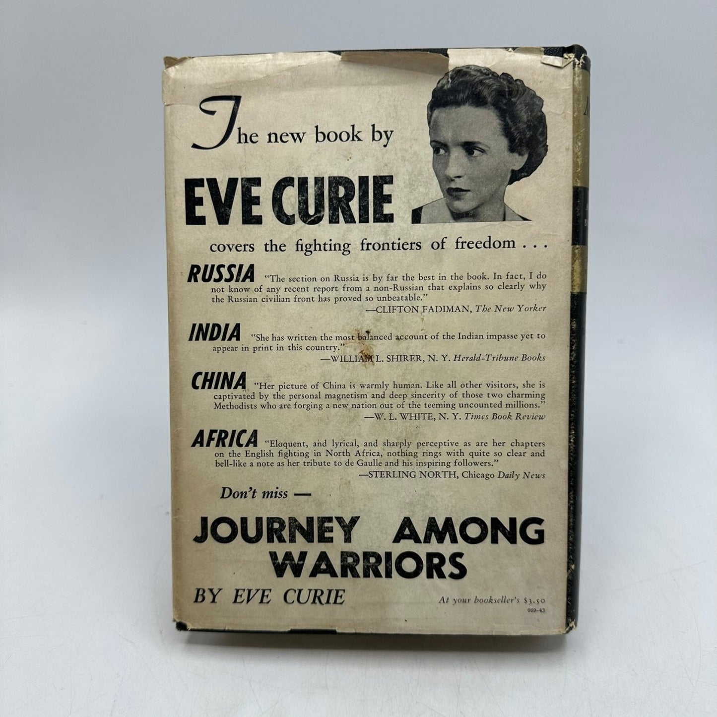 Madame Curie A Biography by Eve Curie 1943 Dust Jacket Science Garden City Pub