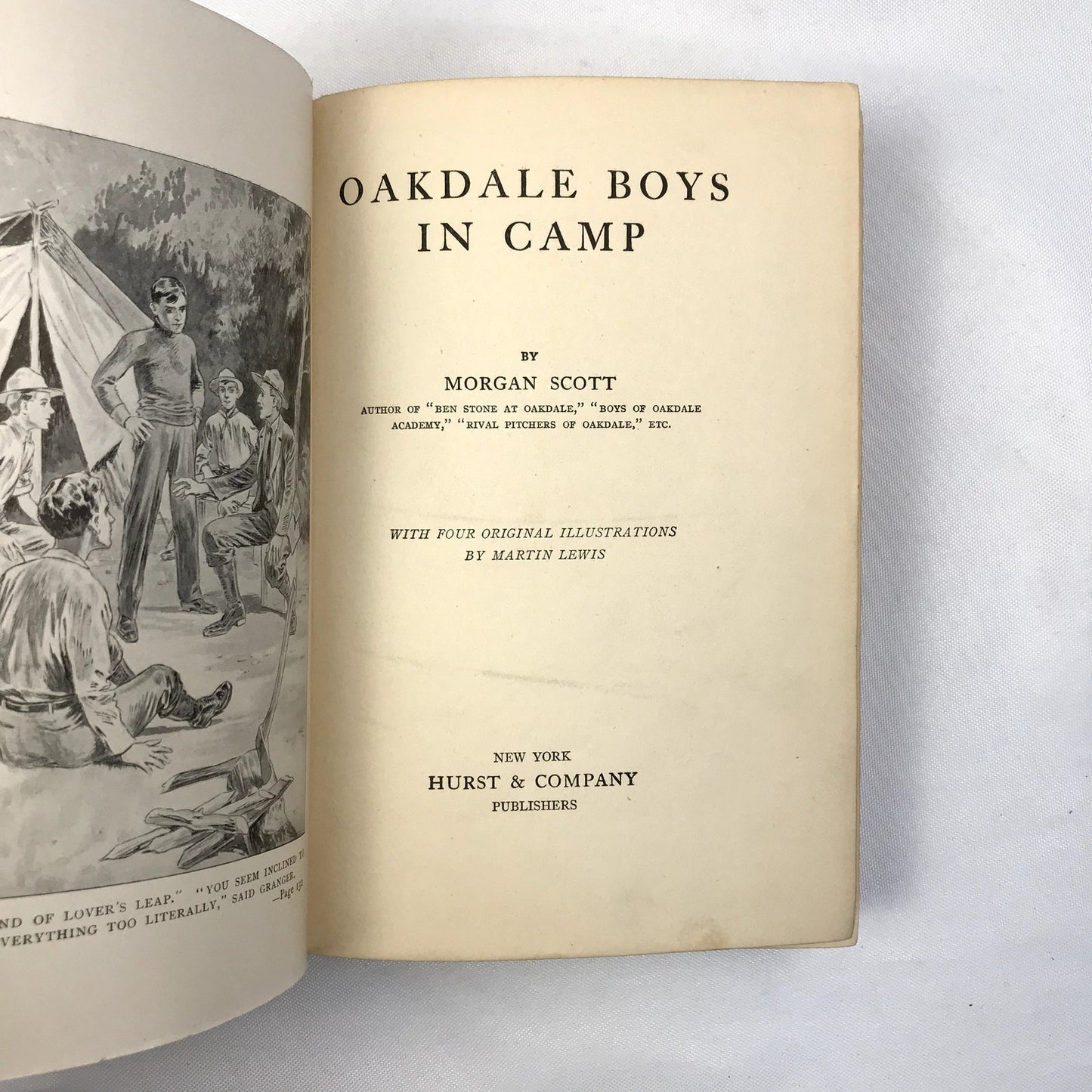 Oakdale Boys in Camp Color Illustrated Hardcover Book by Morgan Scott 1912
