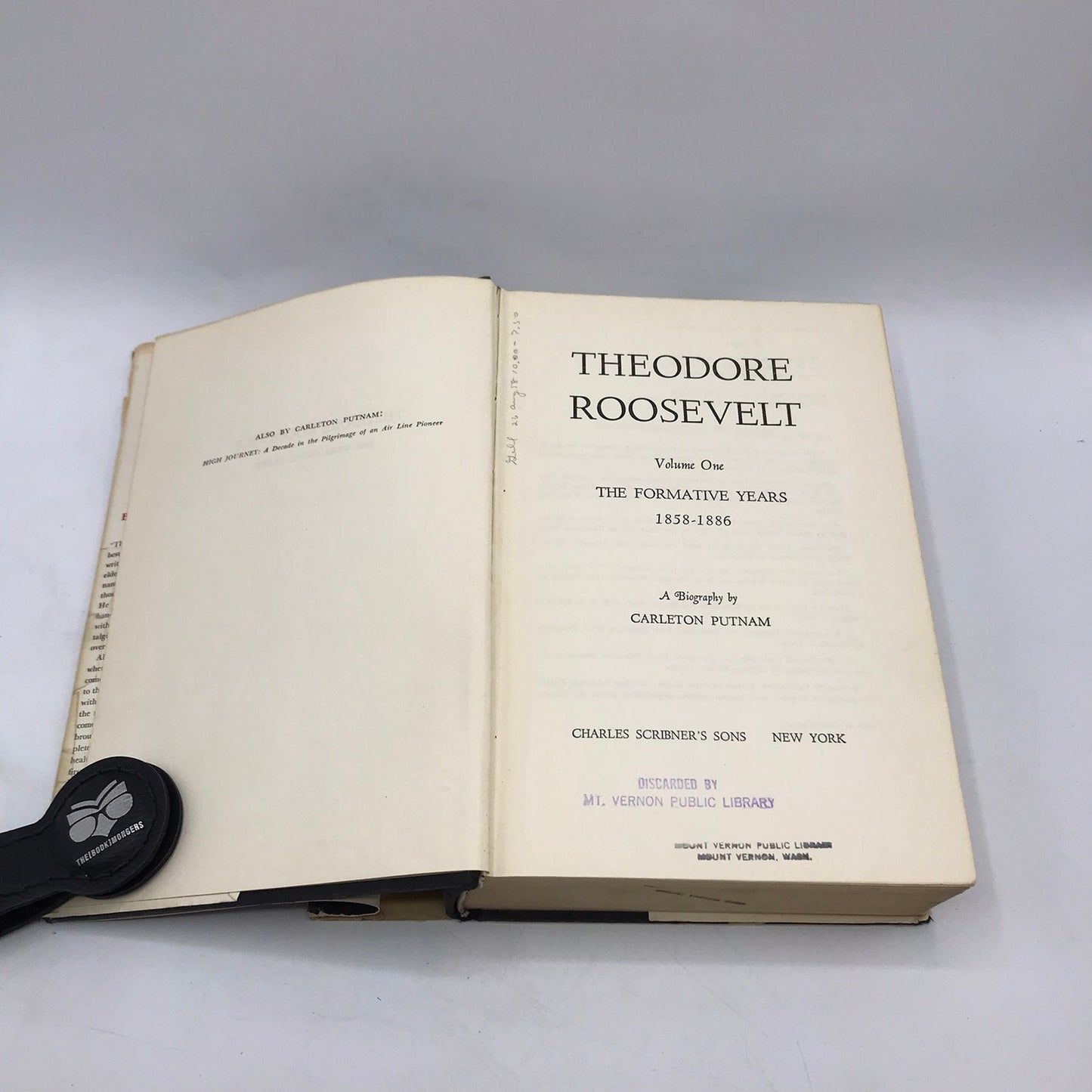 Theodore Roosevelt Vol 1 The Formative Years 1858-1886 Carleton Putnam Biography