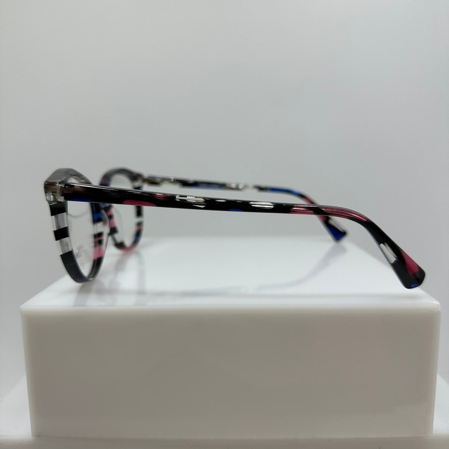 Alain Mikli A03069 015 Rose Blue Stained Glass Black White Womens 54-17-140