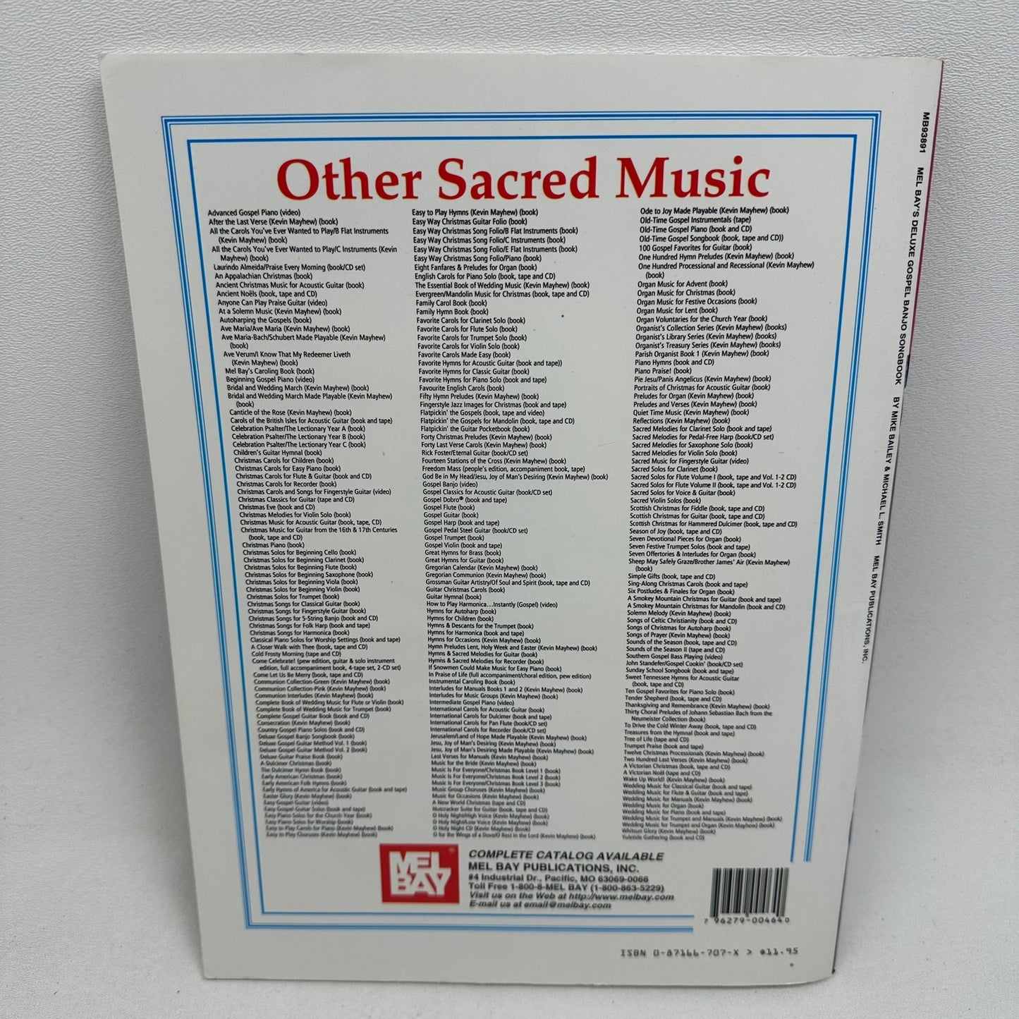 Gospel Banjo Songbook Deluxe Mike Bailey Michael L Smith 1982 Sheet Music