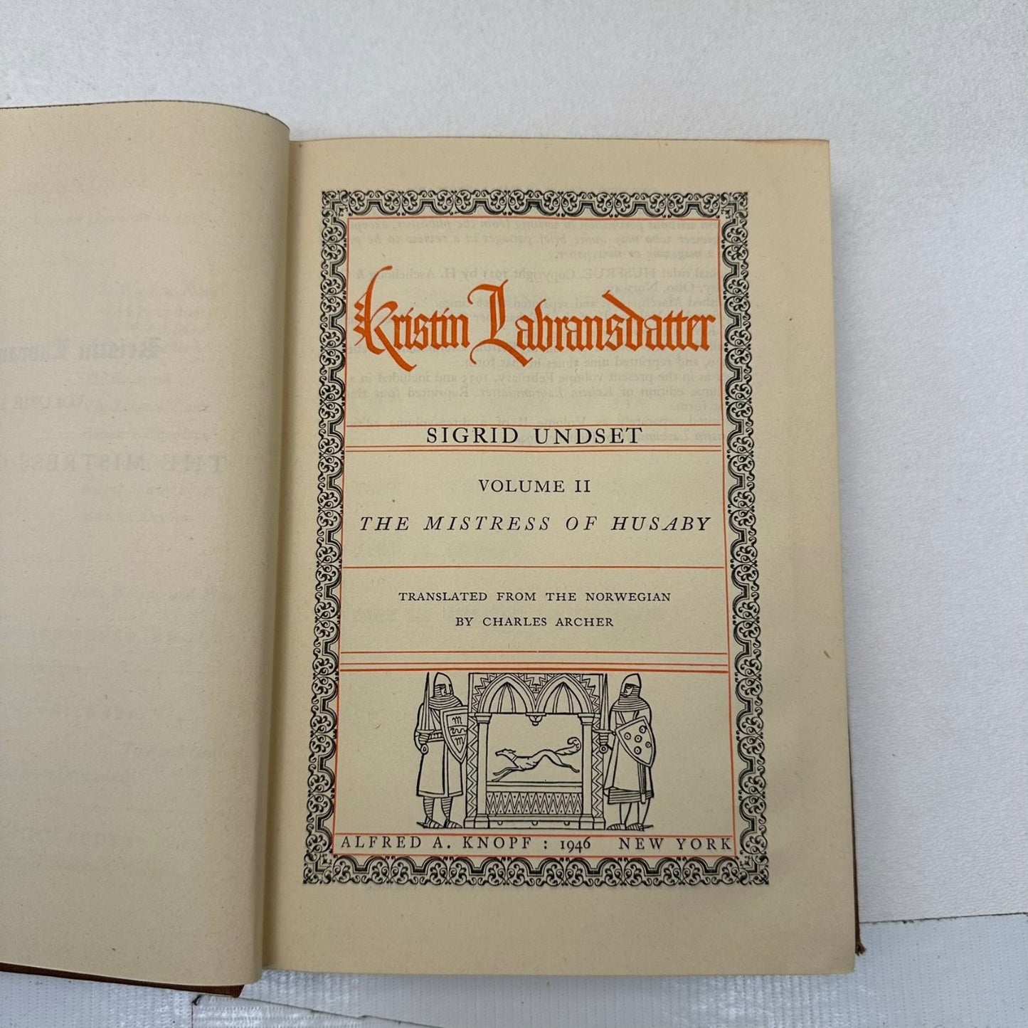 Kristin Lavransdatter Sigrid Undset 1946 2 Vol Set Alfred A. Knopf Vintage