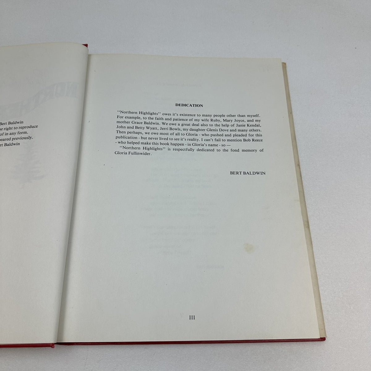 Northern Highlights Bert P. Baldwin 1976 1st Edition Inscribed Alaskan Memoir