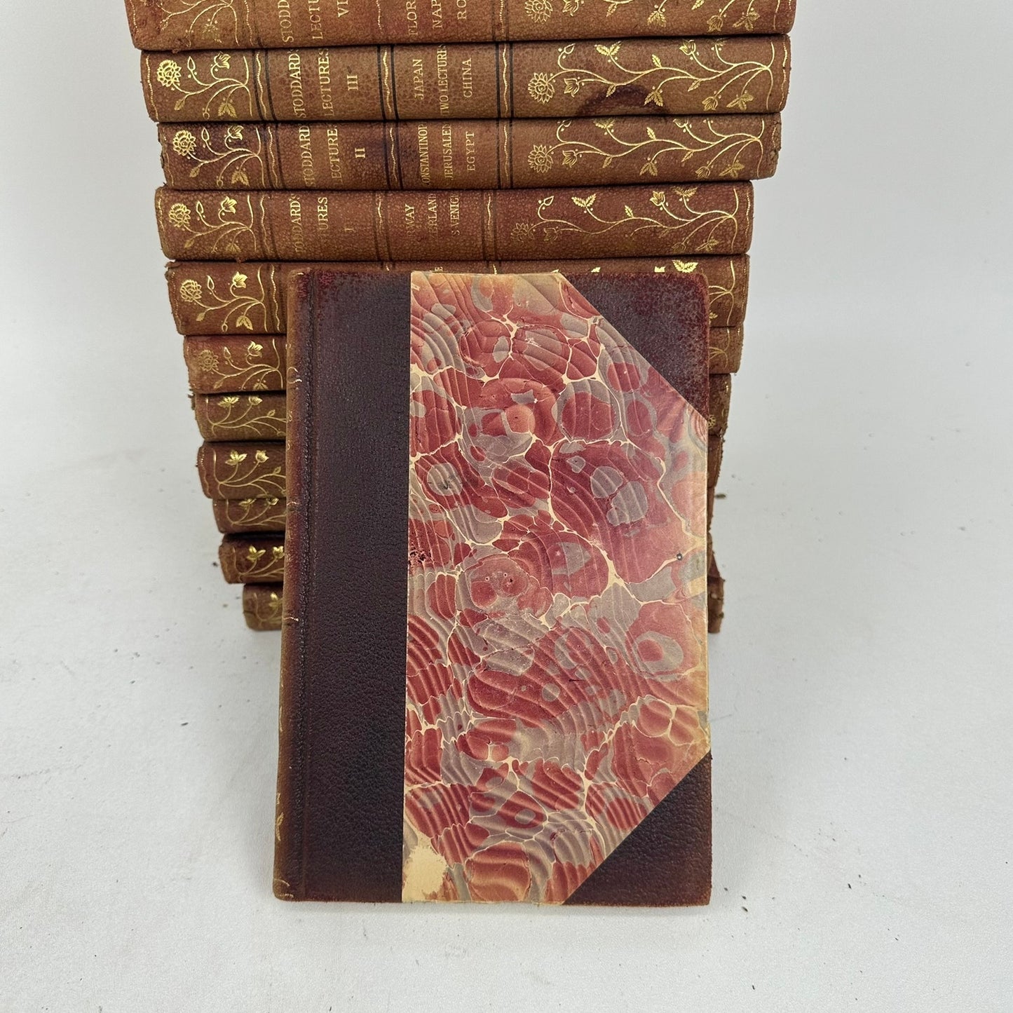 John L Stoddards Lectures 14 Volume Set World History Travel Leather Bound 1897