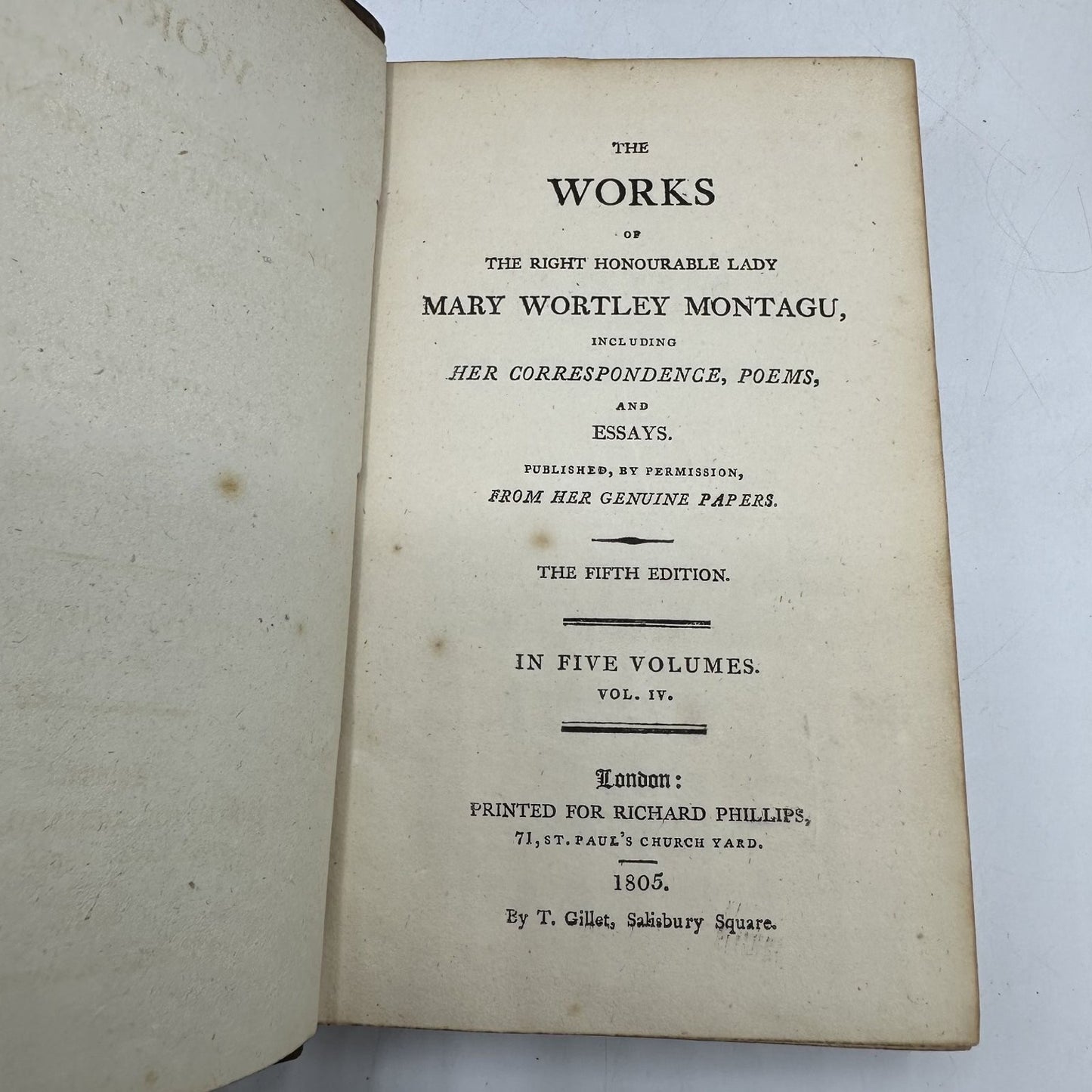 Montagu's Works Lady Mary Wortley Montagu 1805 Fifth Edition Complete 5 Volumes