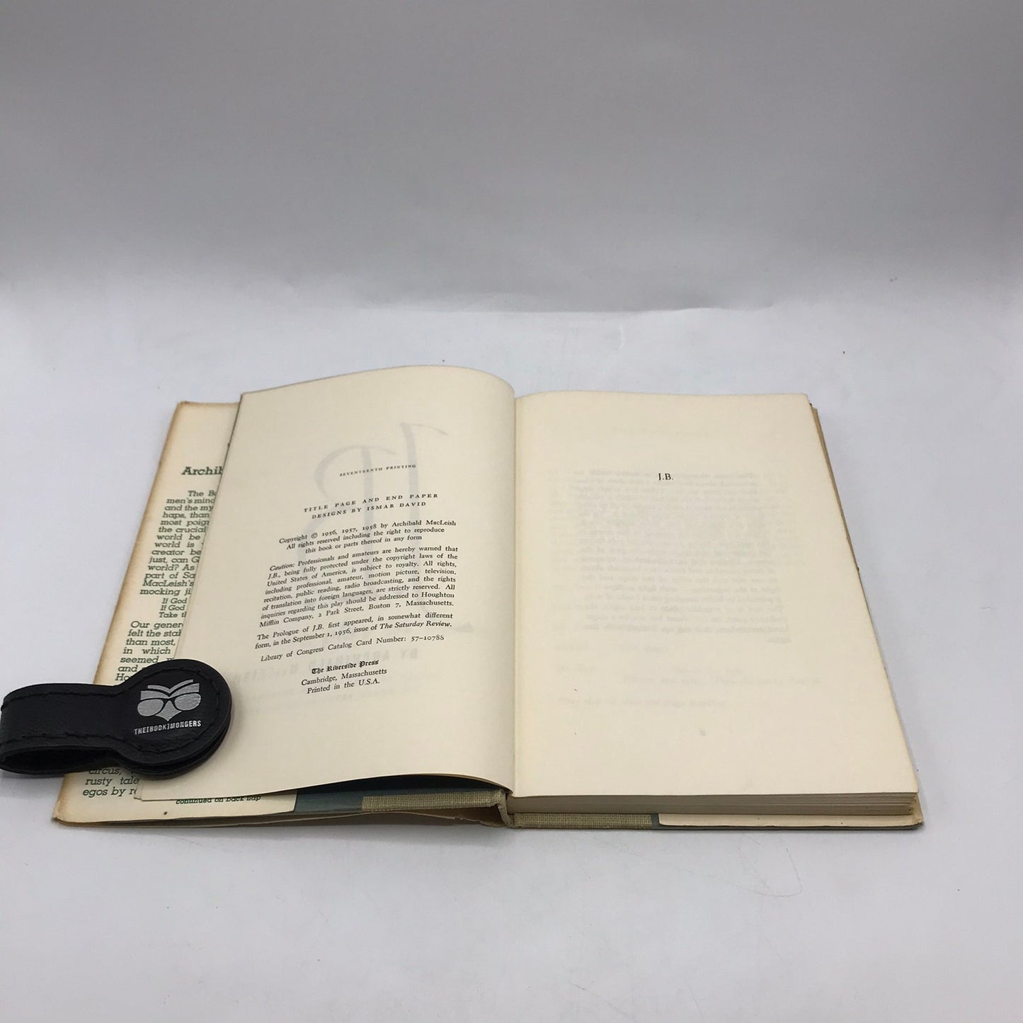 J B A Play in Verse Archibald MacLeish Morality Philosophy Biblical Poetic Drama