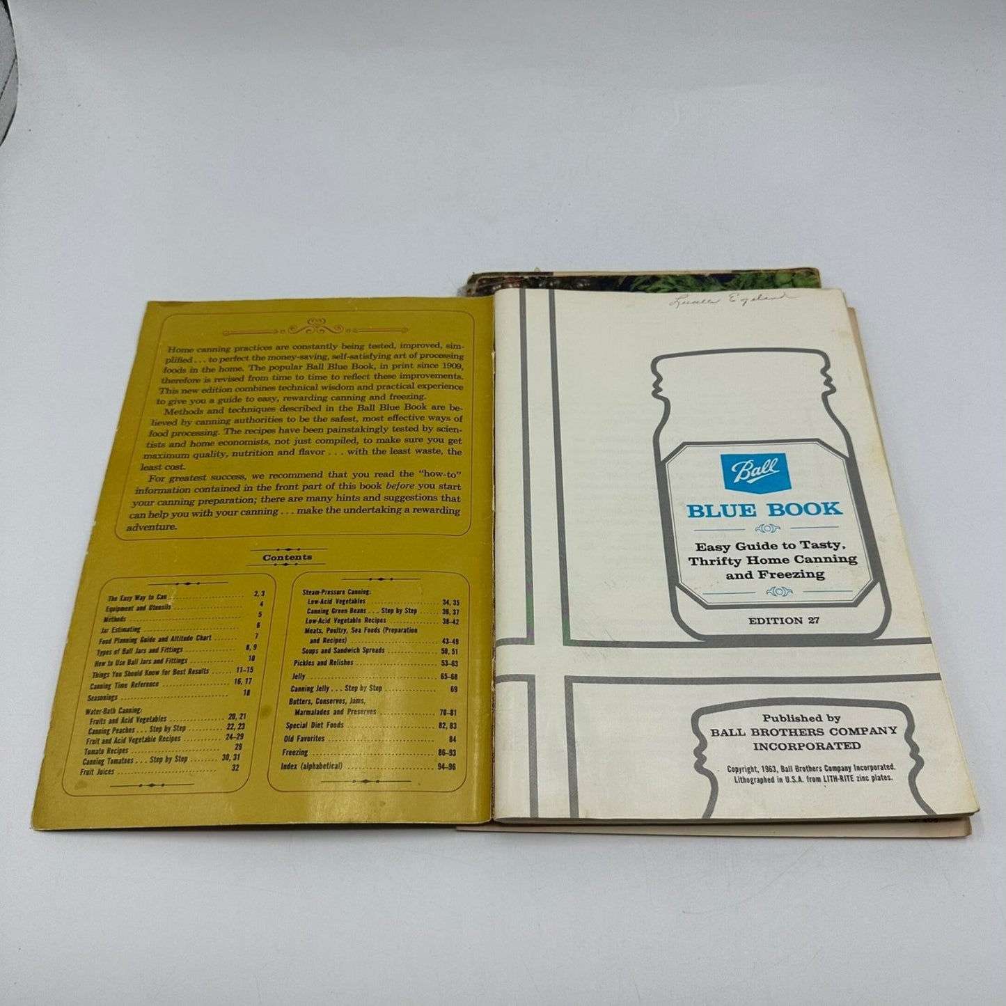 Ball Blue Book Easy Guide to Home Canning & Freezing 1963 Edition 27 Cookbook