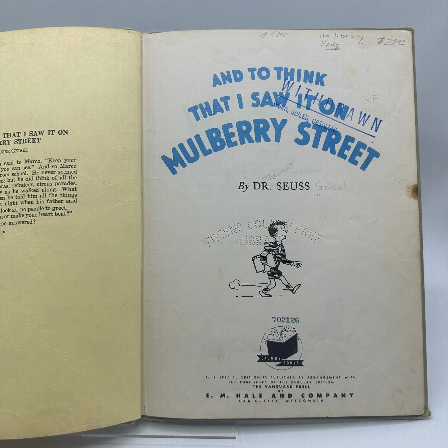 And to Think That I Saw it on Mulberry Street Dr Seuss Childrens Humor Poetry