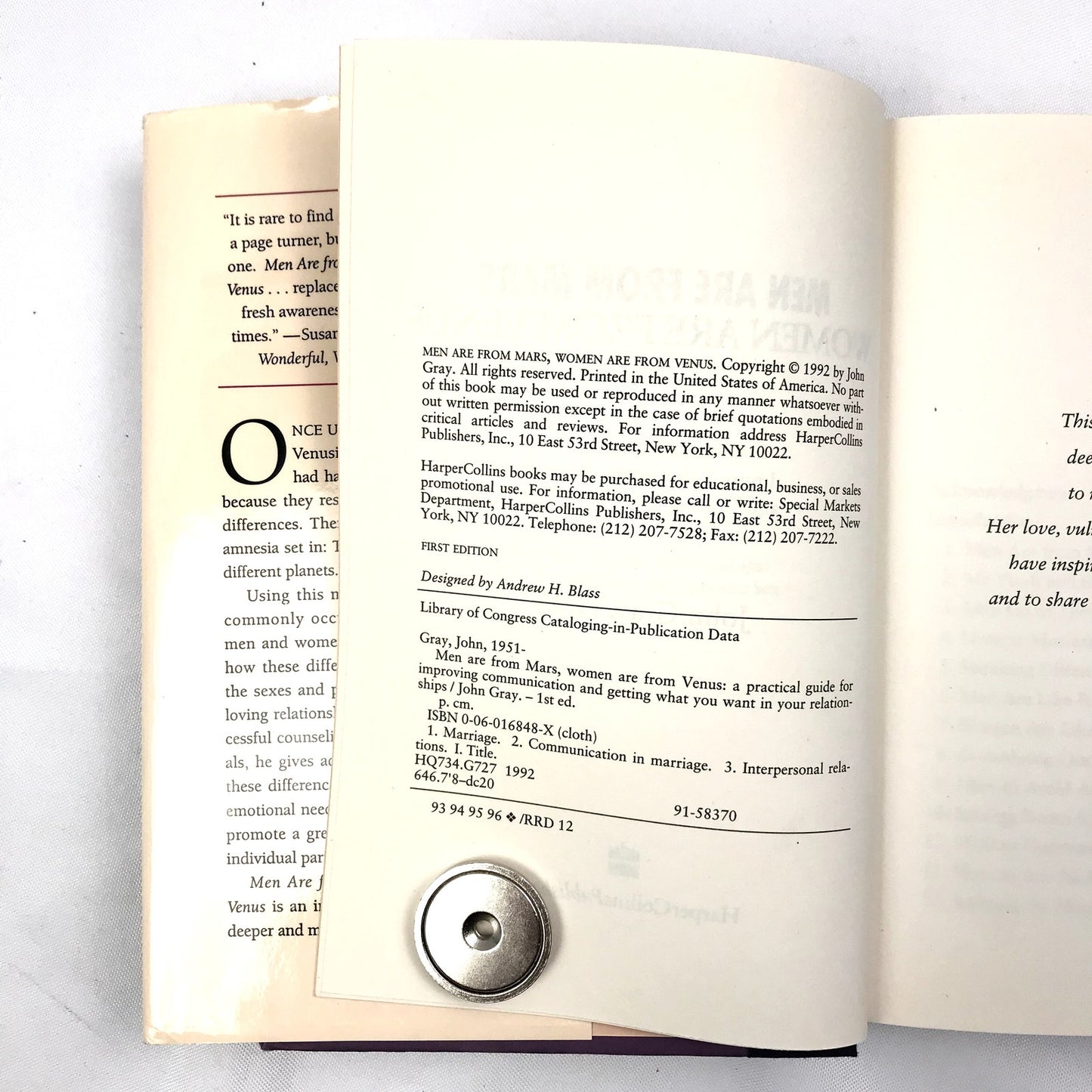 Men Are from Mars, Women Are from Venus Hardcover 1st Edition by John Gray 1992