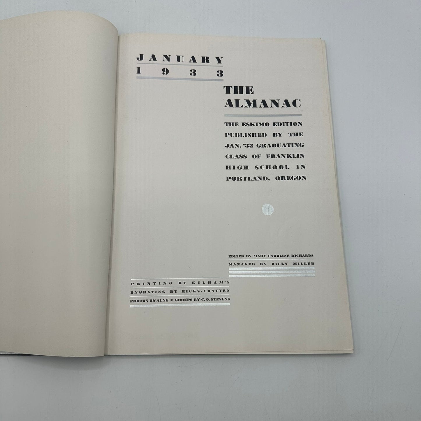 The Almanac January 1933 Franklin High Yearbook Portland OR Historical Memories