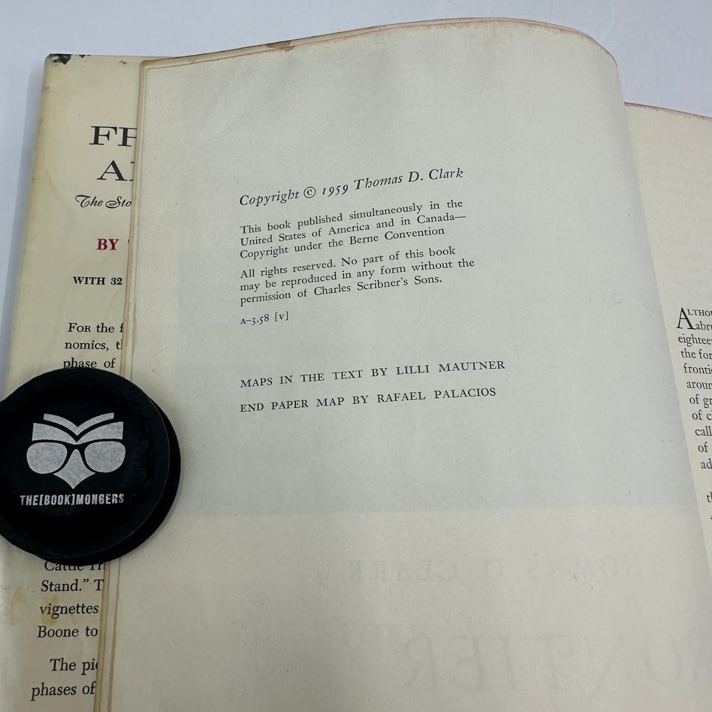 Frontier America Thomas D. Clark 1959 First Edition Westward Movement Scribner's