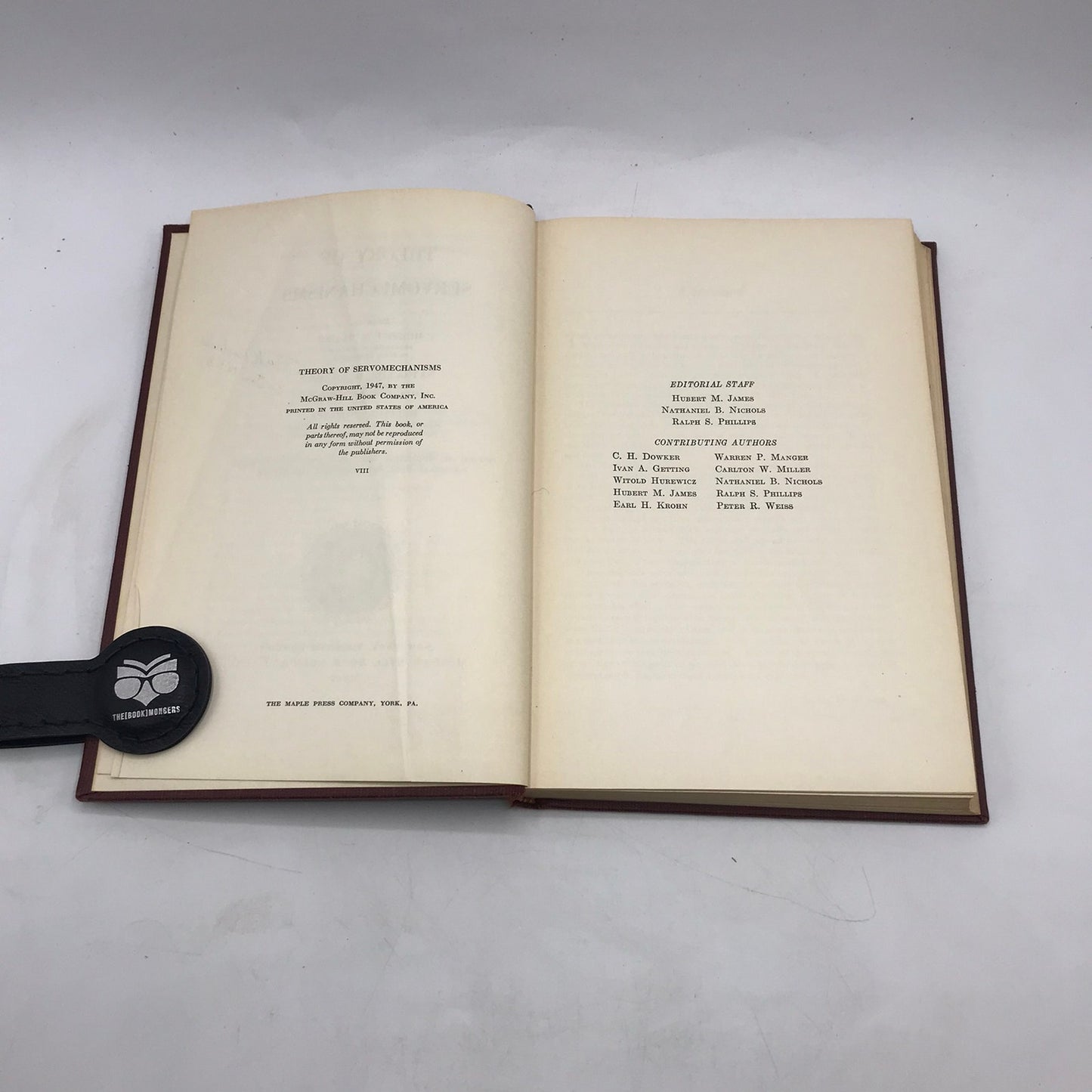 Theory of Servomechanisms Hubert M James Electrical Engineering Physics SIGNED