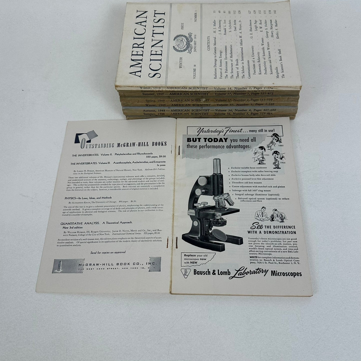 American Scientist Magazines 1948 to 1951 Lot of 10 Research Science Technology