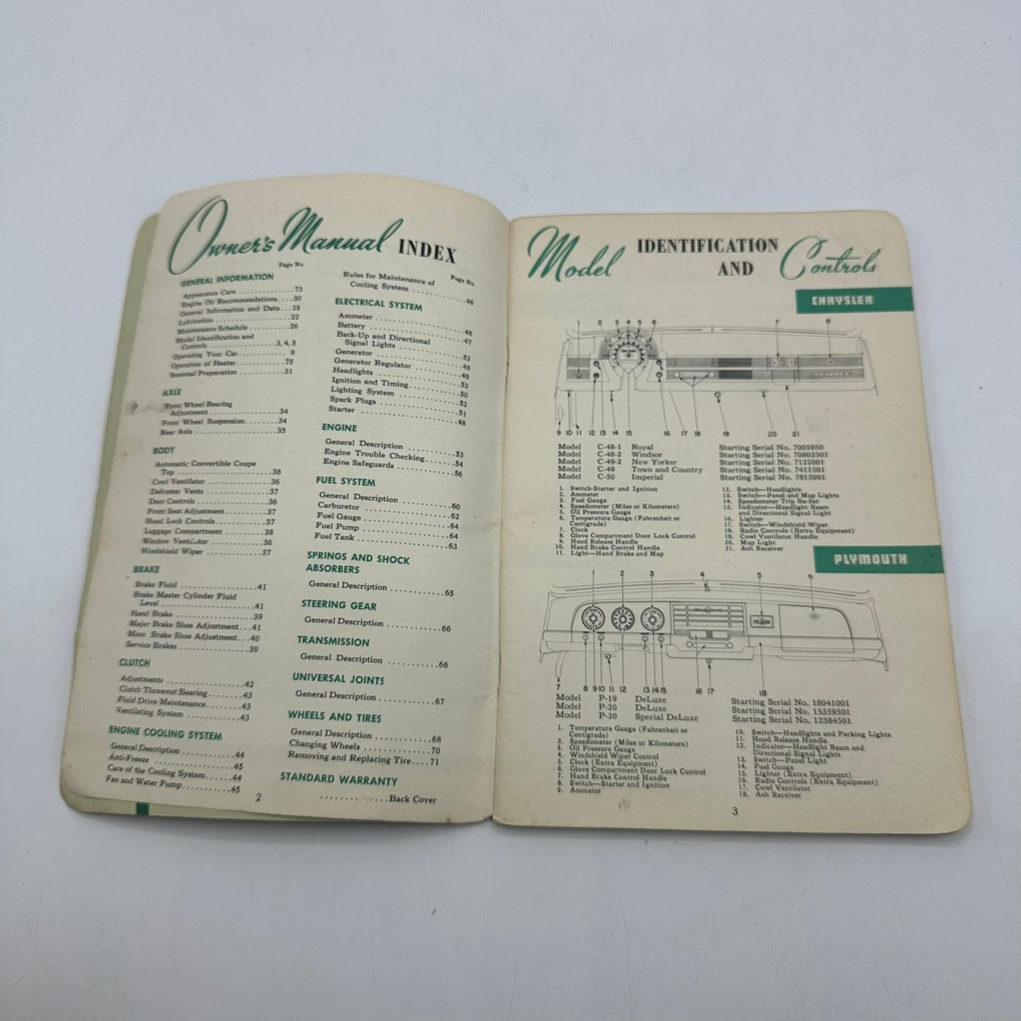 Chrysler OEM Owners Manual 1950 Plymouth Dodge Second Edition Car Repair DX-6957