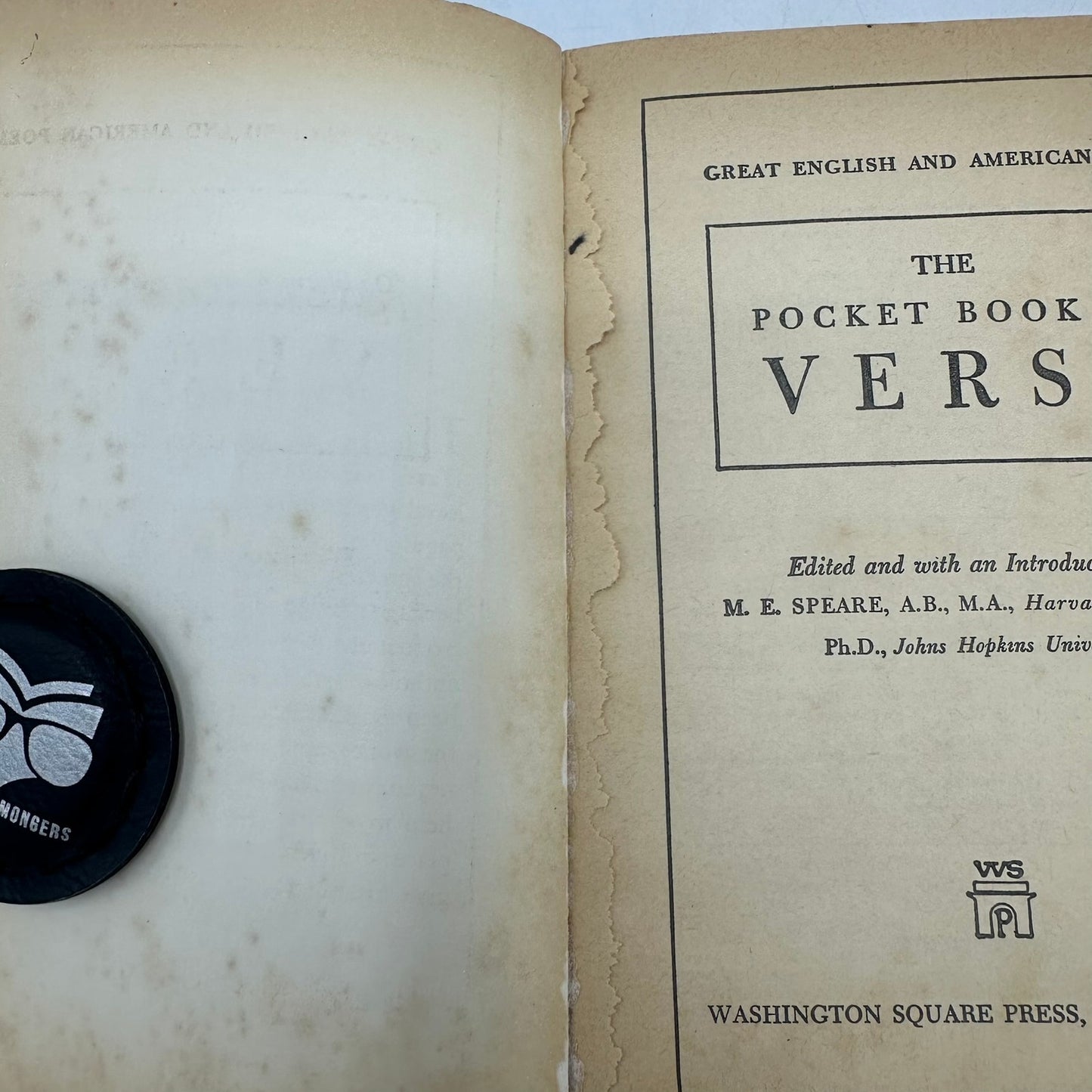 The Pocket Book of Verse Great English and American Poems M E Speare Anthology