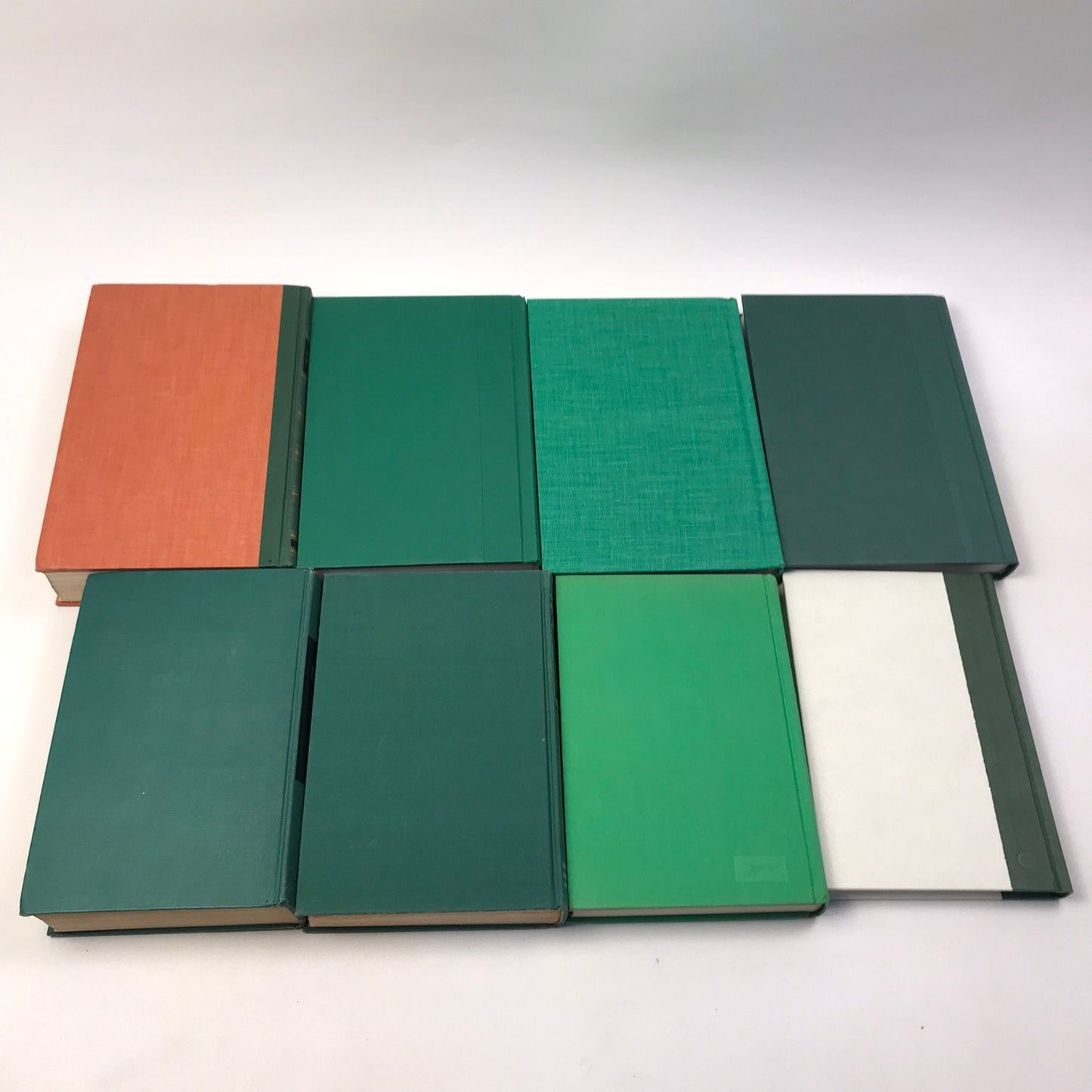 Green Book Stack Set of 8 Decorative Bookshelf Display Interior Design Staging