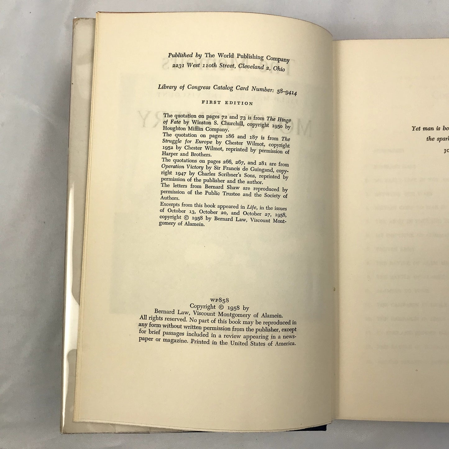 The Memoirs of Field-Marshal The Viscount Montgomery First Edition Book 1958