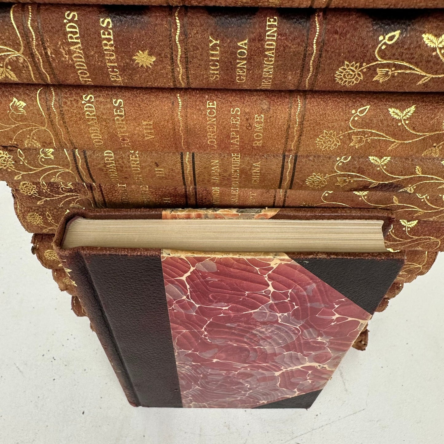 John L Stoddards Lectures 14 Volume Set World History Travel Leather Bound 1897