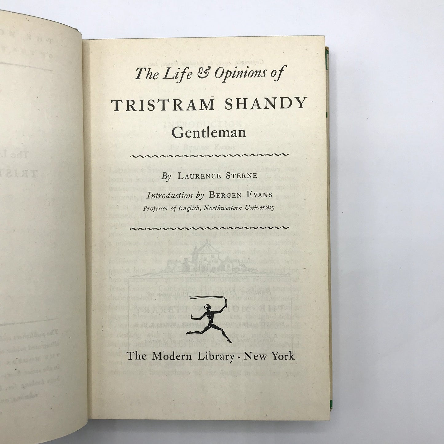 Tristram Shandy Gentleman Hardcover Book by Laurence Sterne 1950 Modern Library