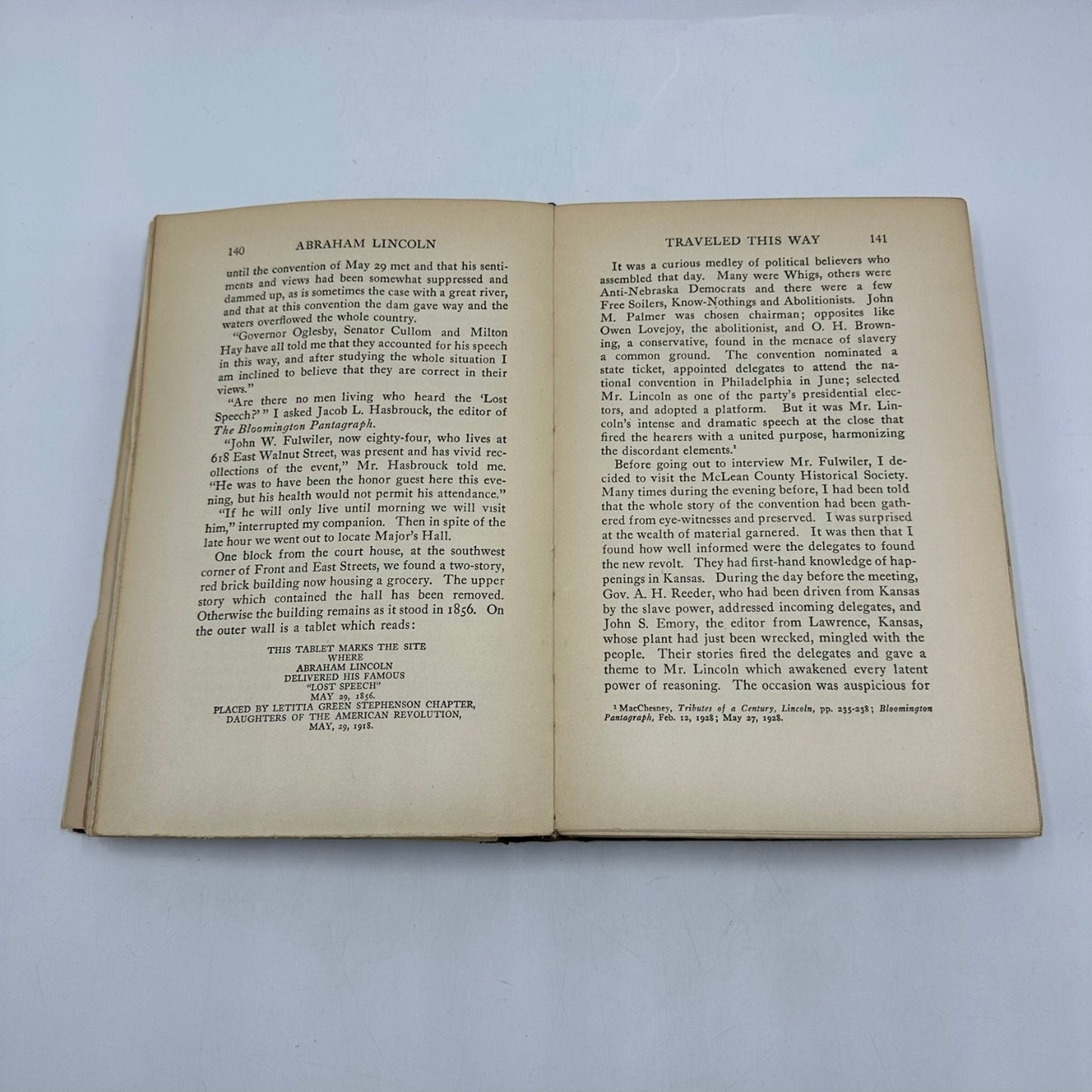 Abraham Lincoln Traveled This Way Fred L. Holmes 1930 First Edition Biography