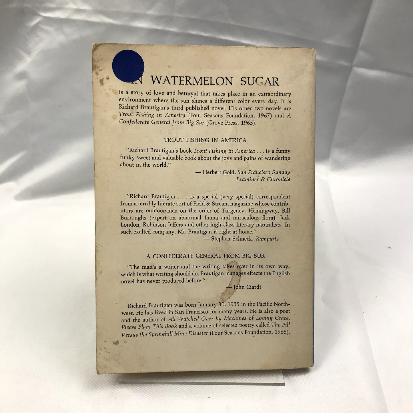 In Watermelon Sugar Paperback Book by Richard Brautigan 1968 Second Printing