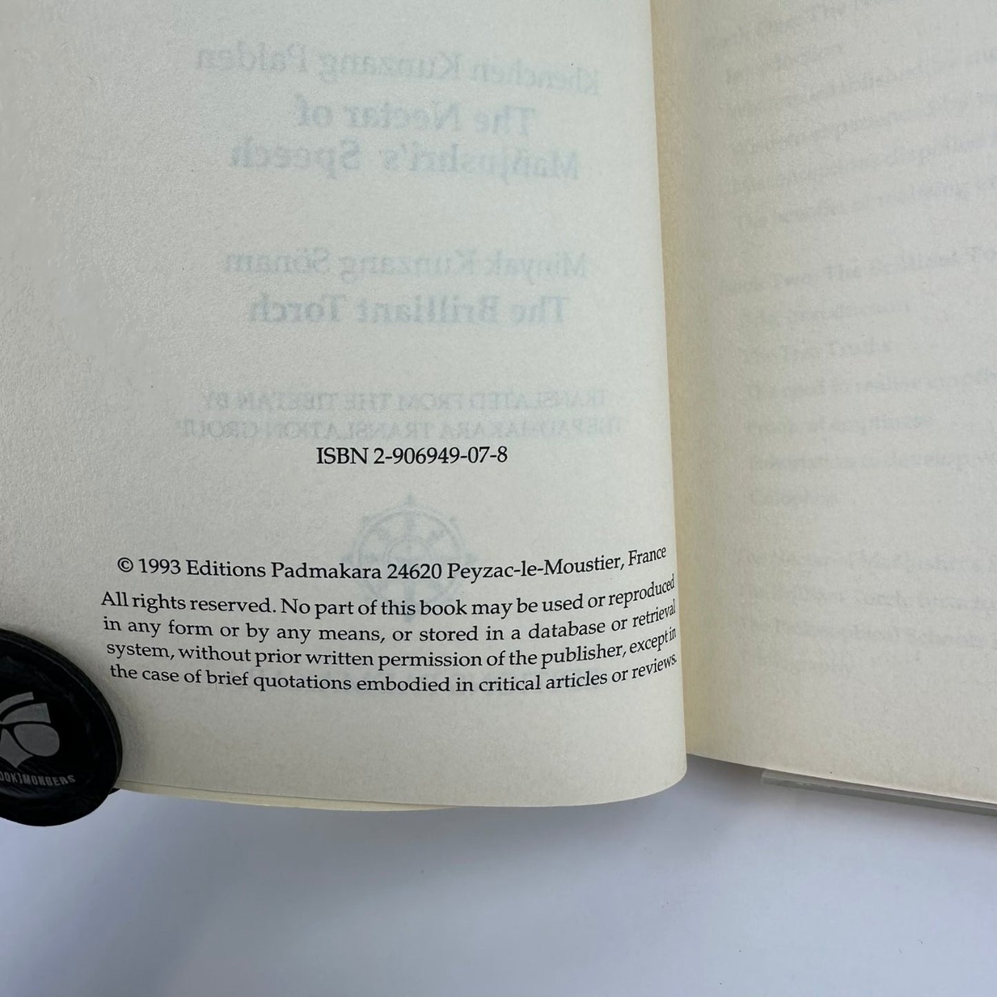 Wisdom Two Buddhist Commentaries Palden Sönam 1993 Padmakara Paperback