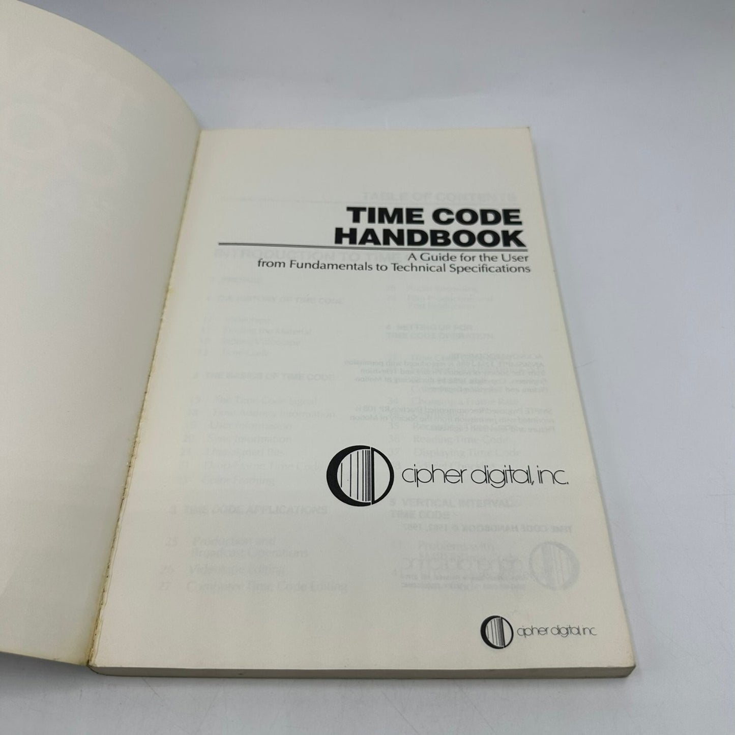 Time Code Handbook 1987 Cipher Digital Technical Reference Video Production