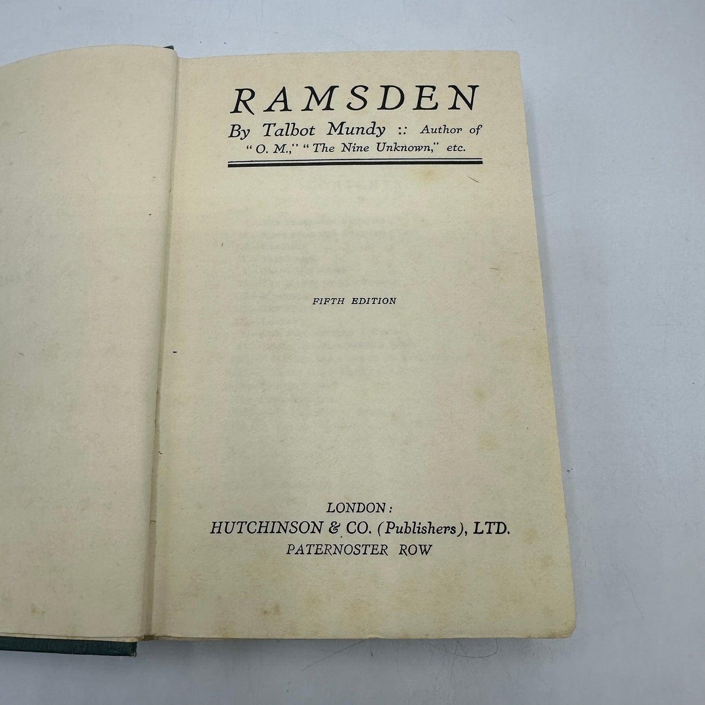 Ramsden Talbot Mundy Fifth Edition Esoteric Action Adventure Philosophical Novel
