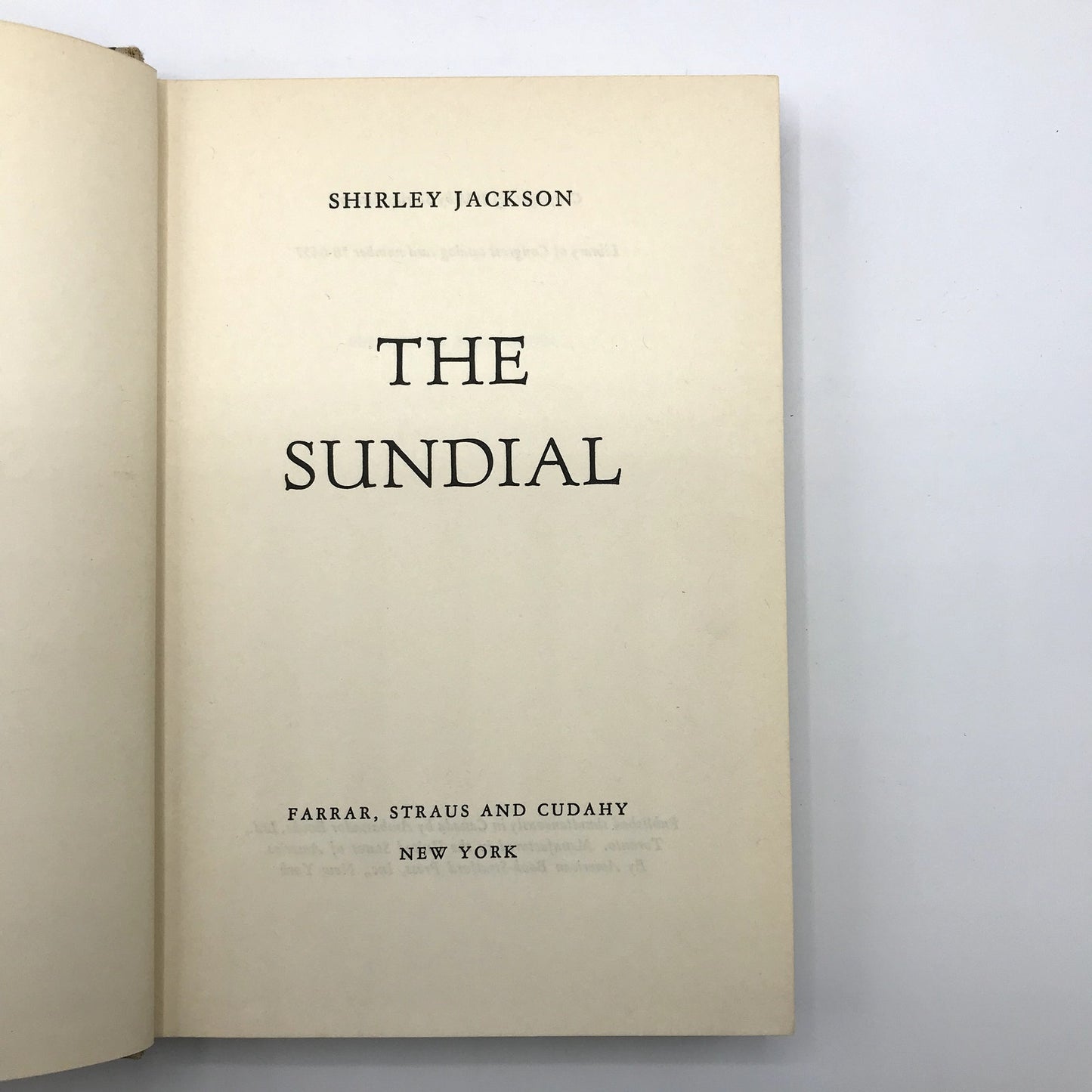The Sundial by Shirley Jackson Hardcover Novel Farrar, Straus & Cudahy 1958
