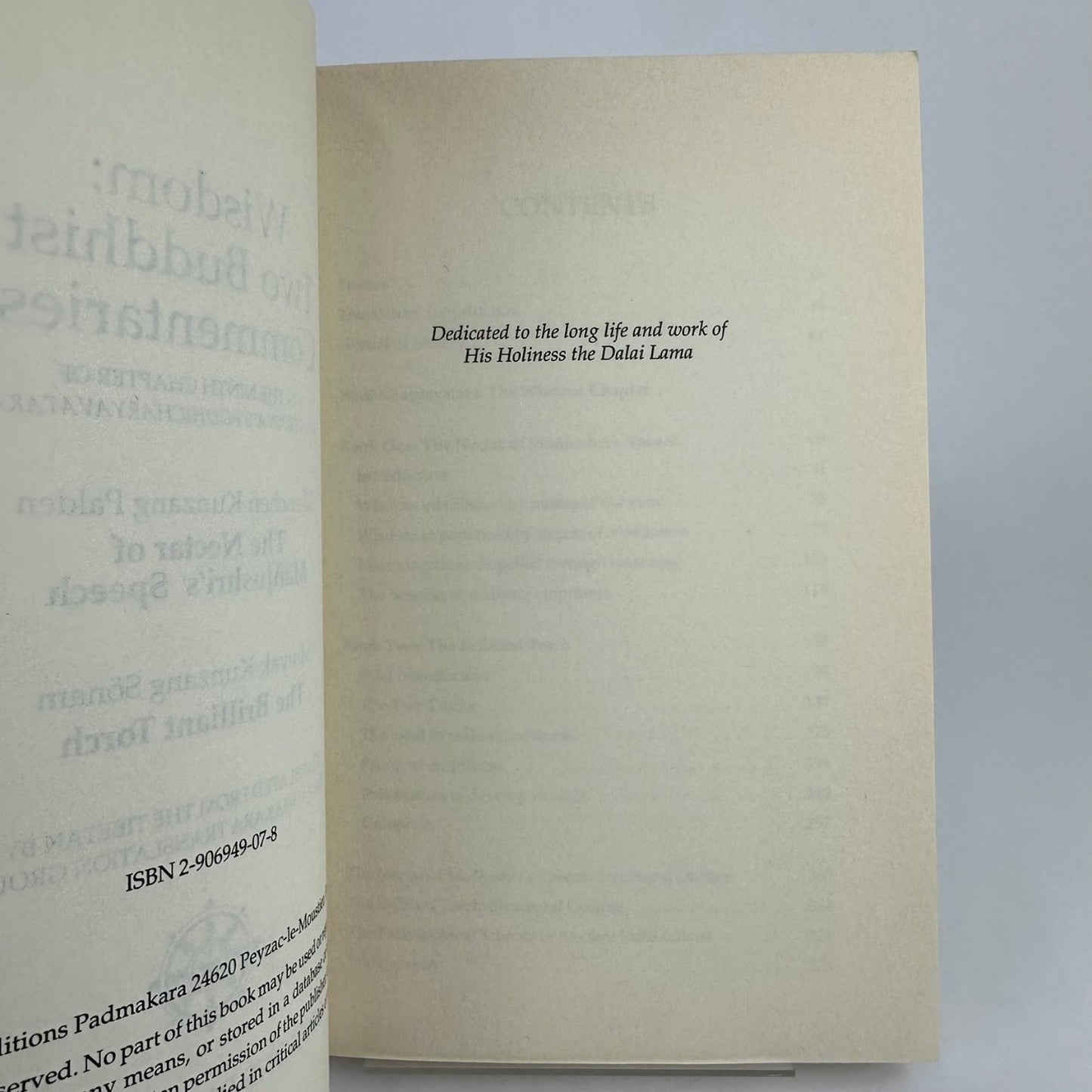 Wisdom Two Buddhist Commentaries Palden Sönam 1993 Padmakara Paperback