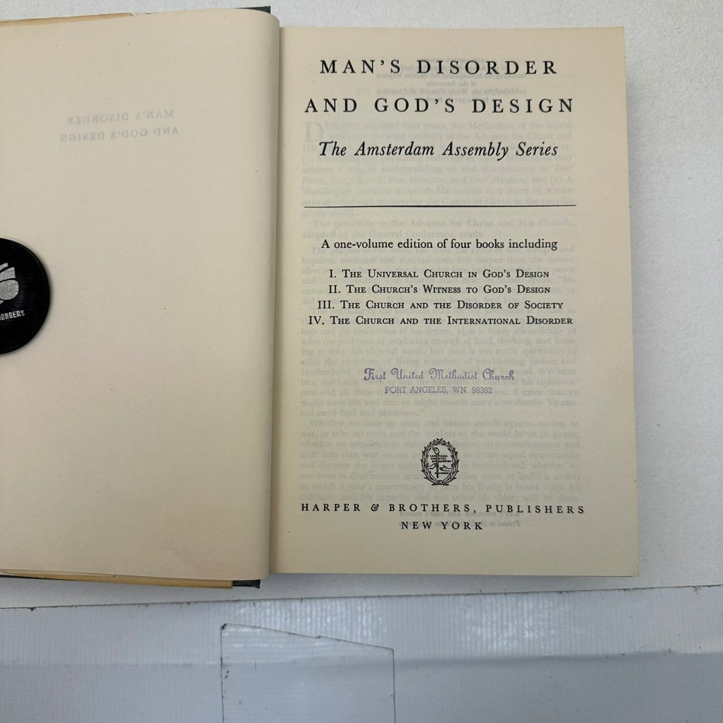 Man's Disorder & God's Design Amsterdam Assembly Series Harper 1948 Religion