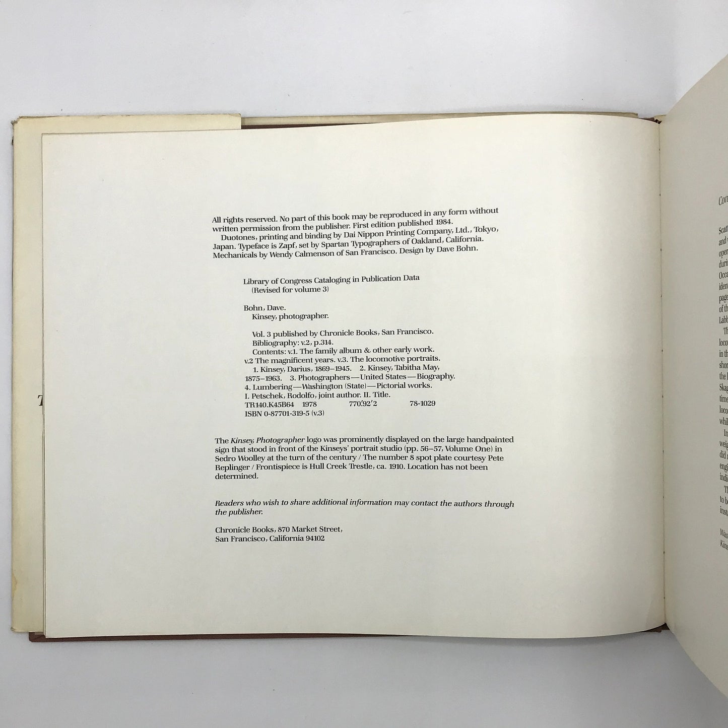 Kinsey Photographer: The Locomotive Portraits Volume 3 1988 Hardcover Book