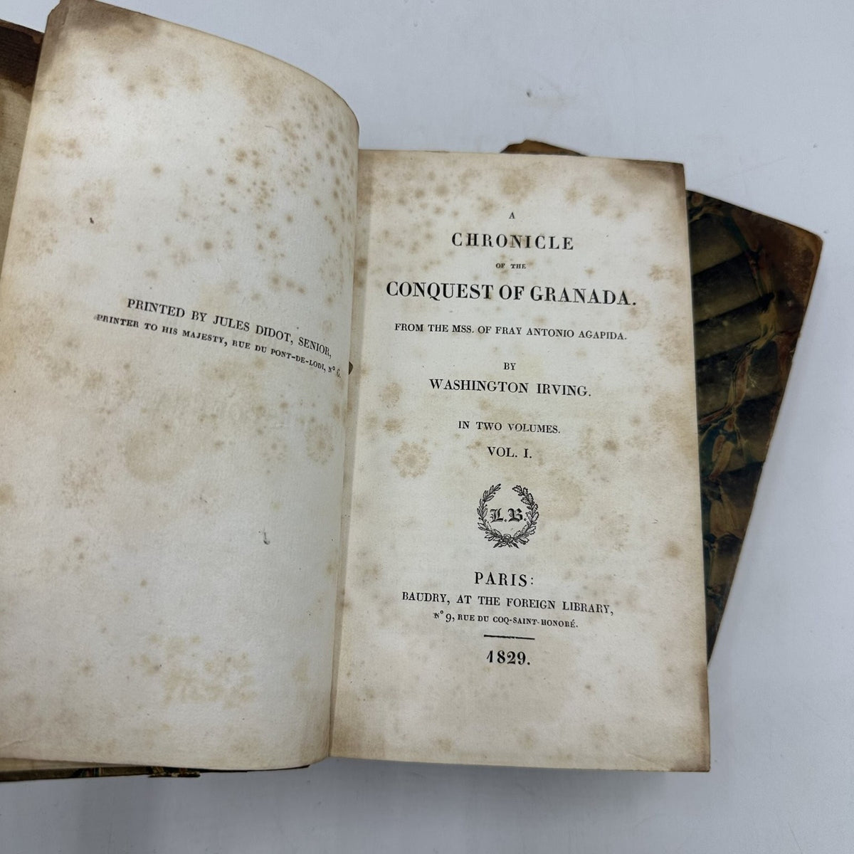 Conquest of Granada Irving 1829 2 Vol Set Paris Baudry History Spain 2 BOOK SET