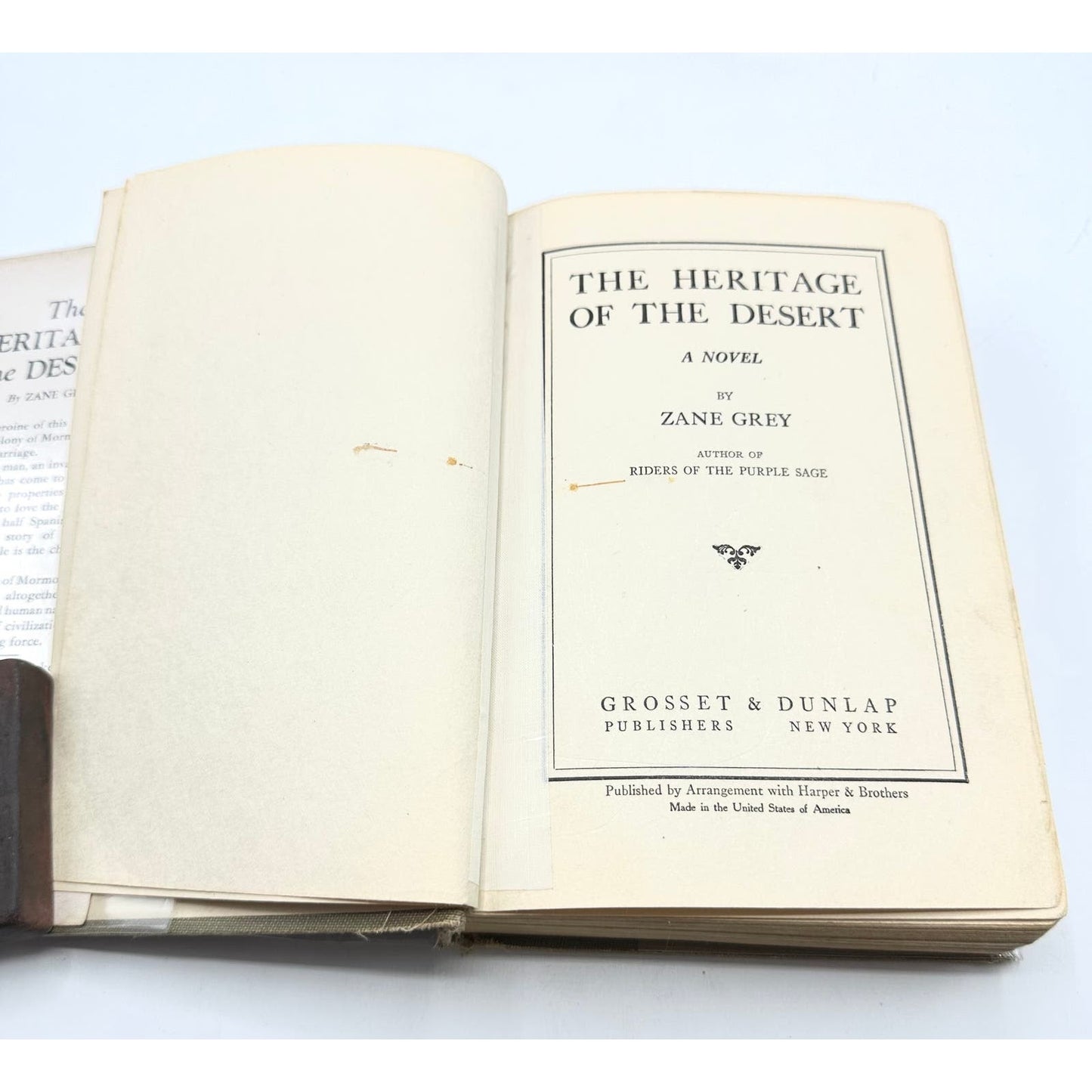 The Heritage of the Desert by Zane Grey 1921 Edition with Dust Jacket Paperback