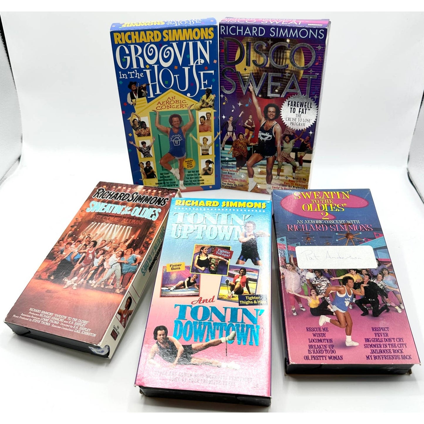 Richard Simmons Disco Sweat Fitness & Dancing 1990's VHS Tapes Lot of 5