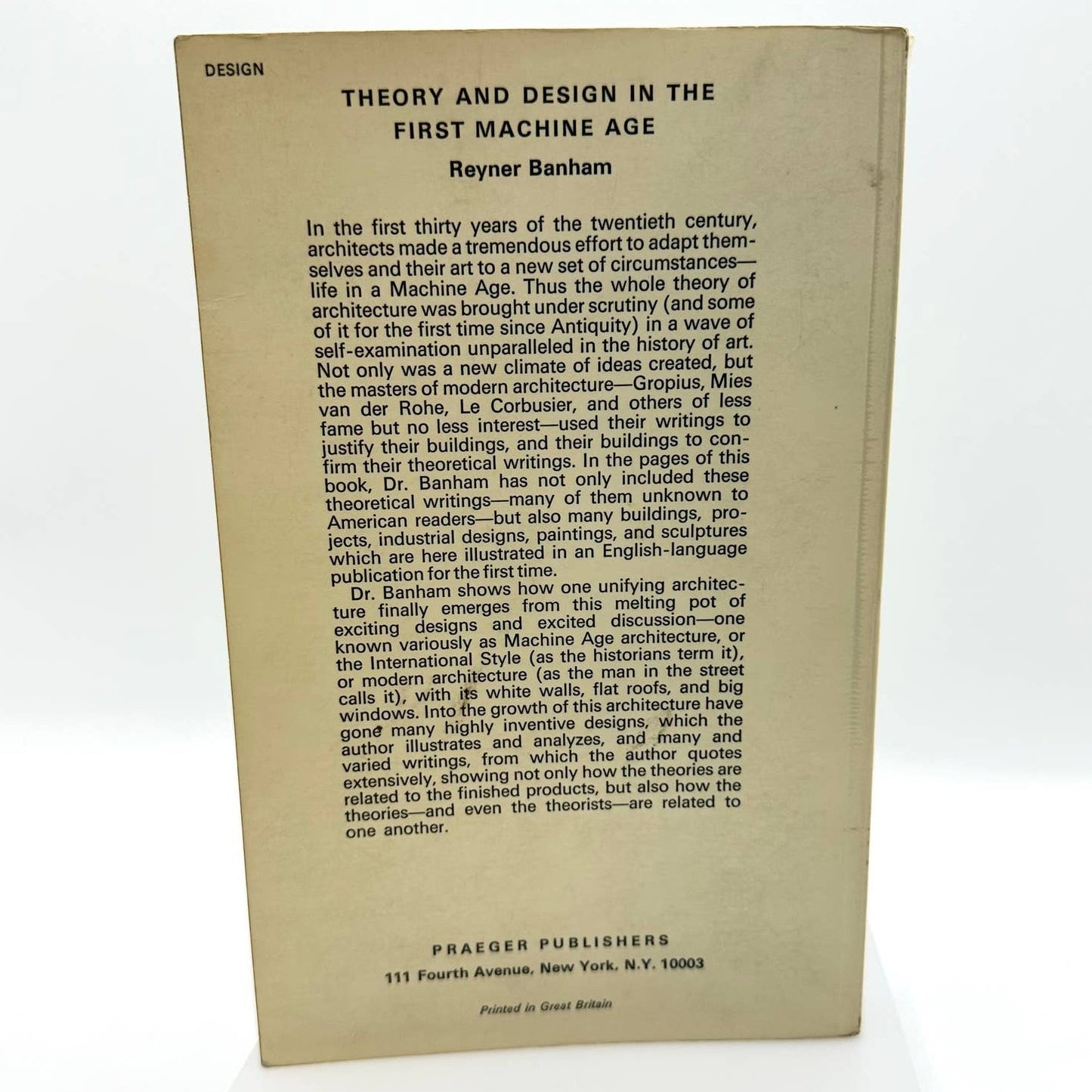 Theory and Design in the First Machine Age by Reyner Banham 1967 Paperback Book