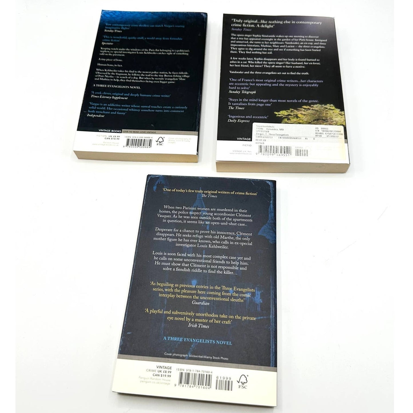 The Three Evangelists Complete Series by Fred Vargas Paperback Books (Set of 3)