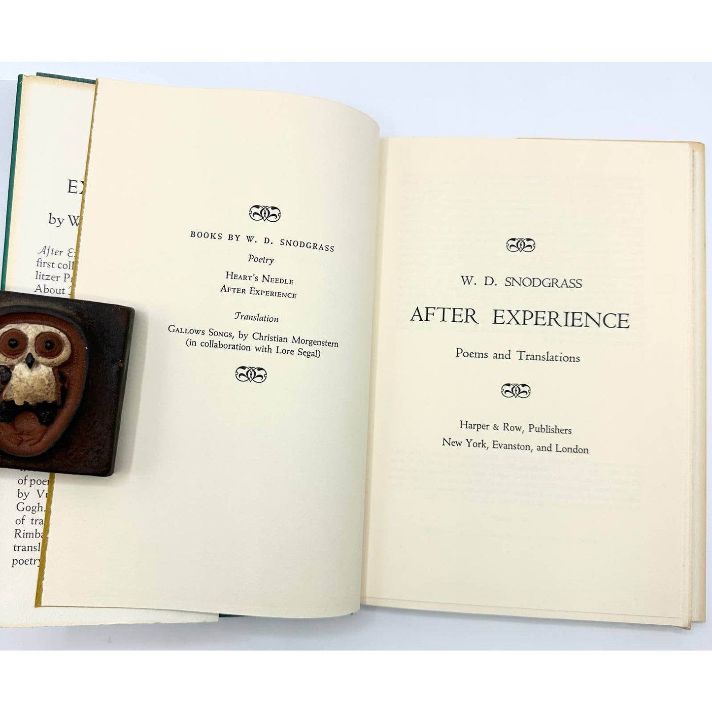 After Experience: Poems & Translations by W.D. Snodgrass First Edition Hardcover